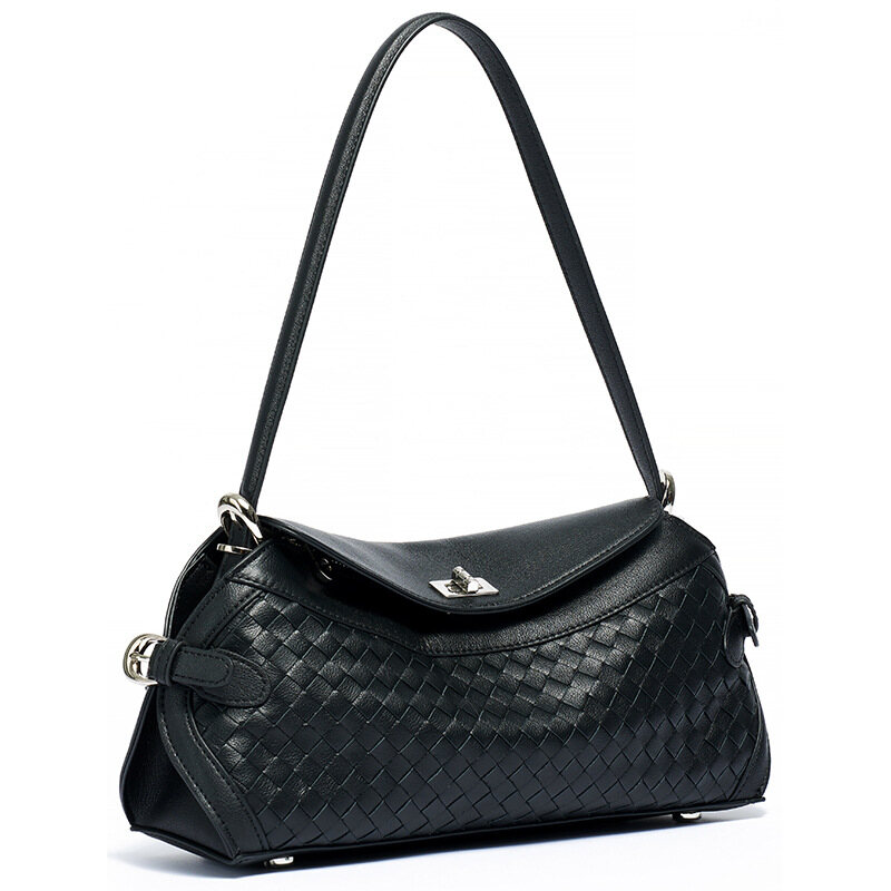 New Korean-style handcrafted leather woven shoulder bag for women – premium texture, lightweight, versatile for work and daily wear