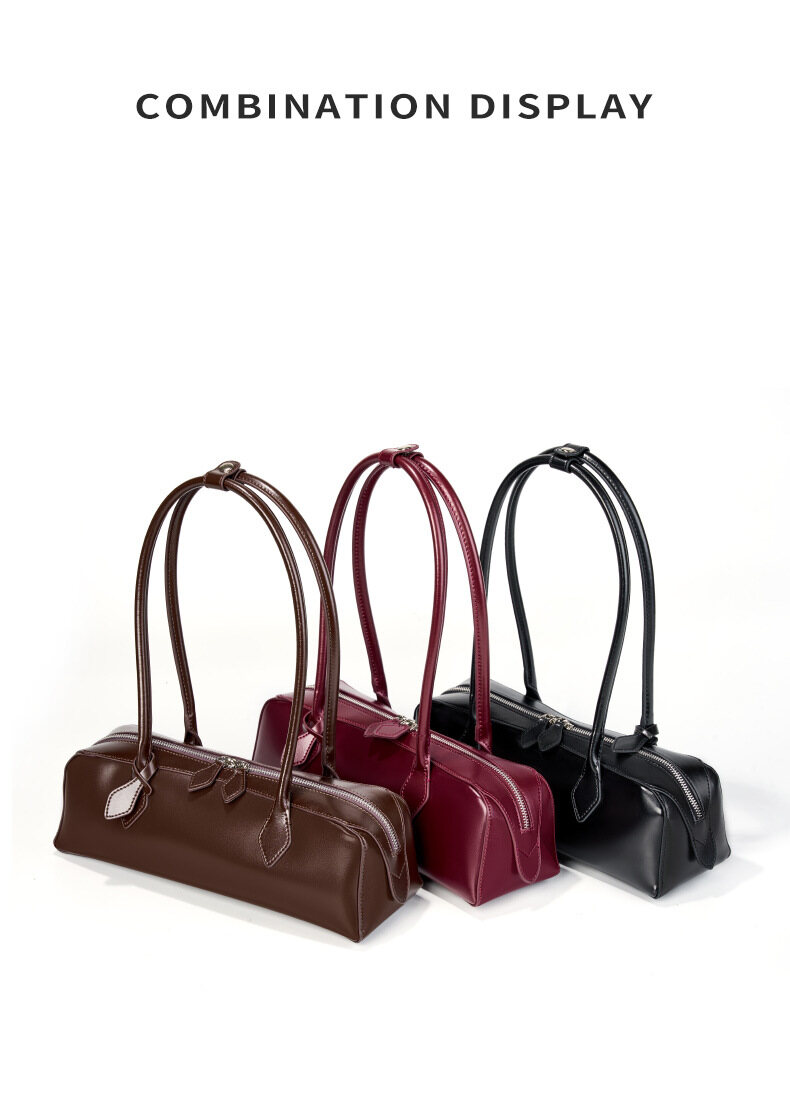 Women's New Korean Niche Design 2026 Shoulder Bag, Large Capacity Cowhide Crossbody Clutch, Long Red Bag