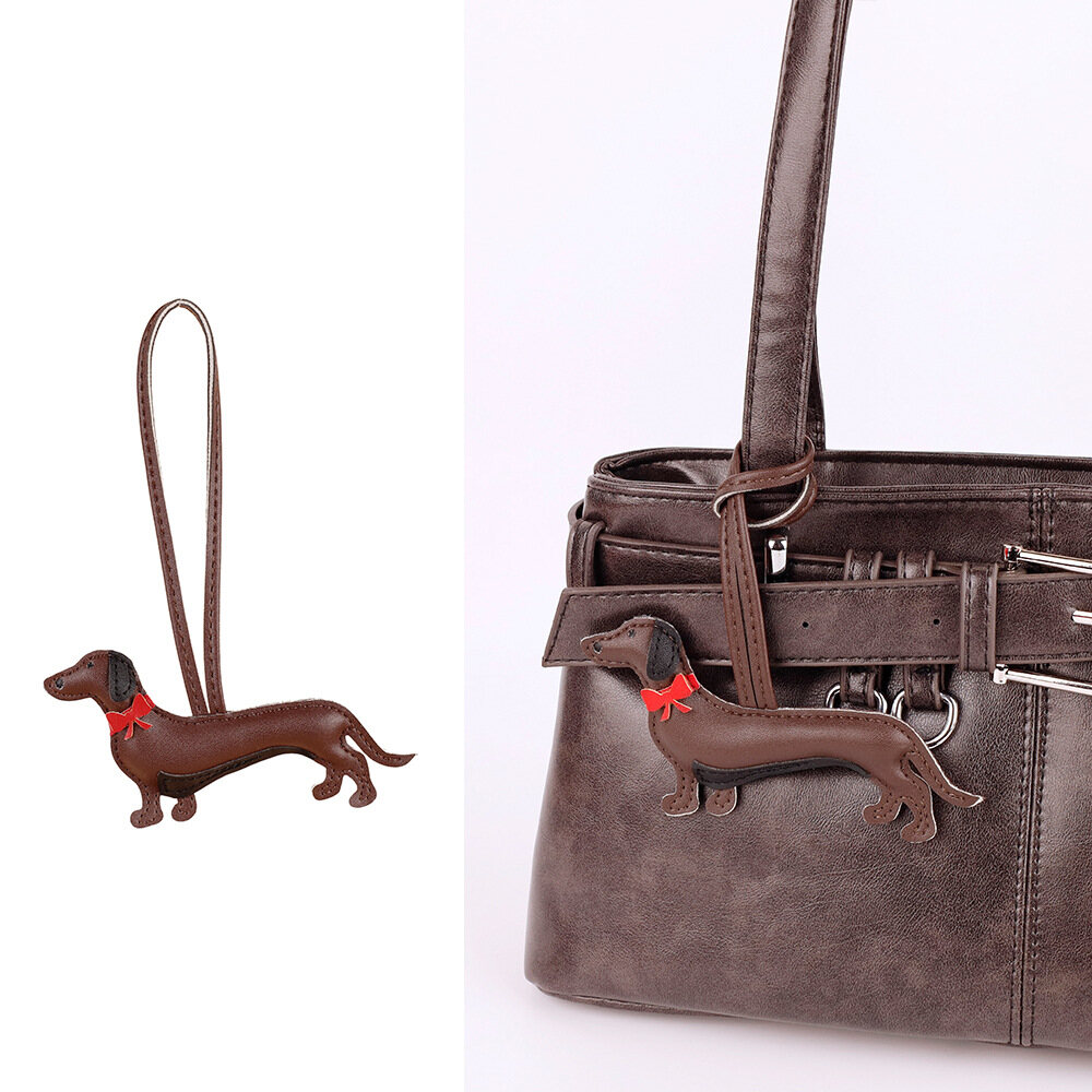 Leather Dachshund Keychain