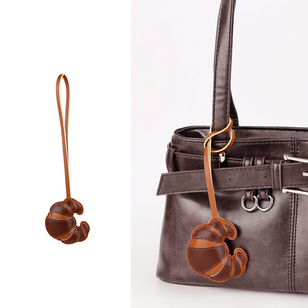 Leather Croissant Keychain