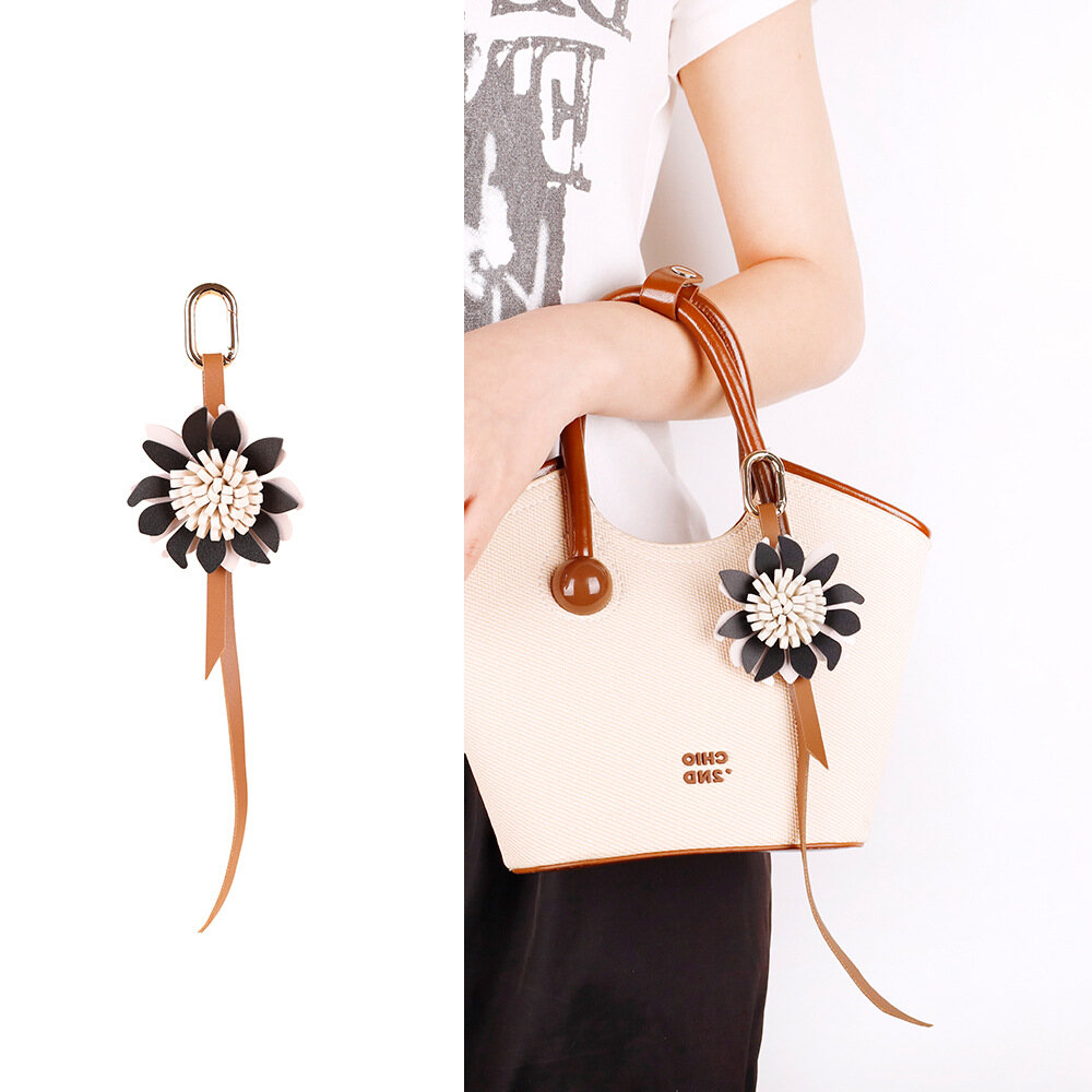Leather Sunflower Keychain