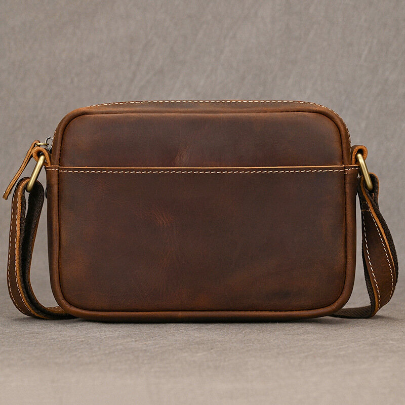 Men's Genuine Leather Crossbody Bag for Commute and Casual Wear