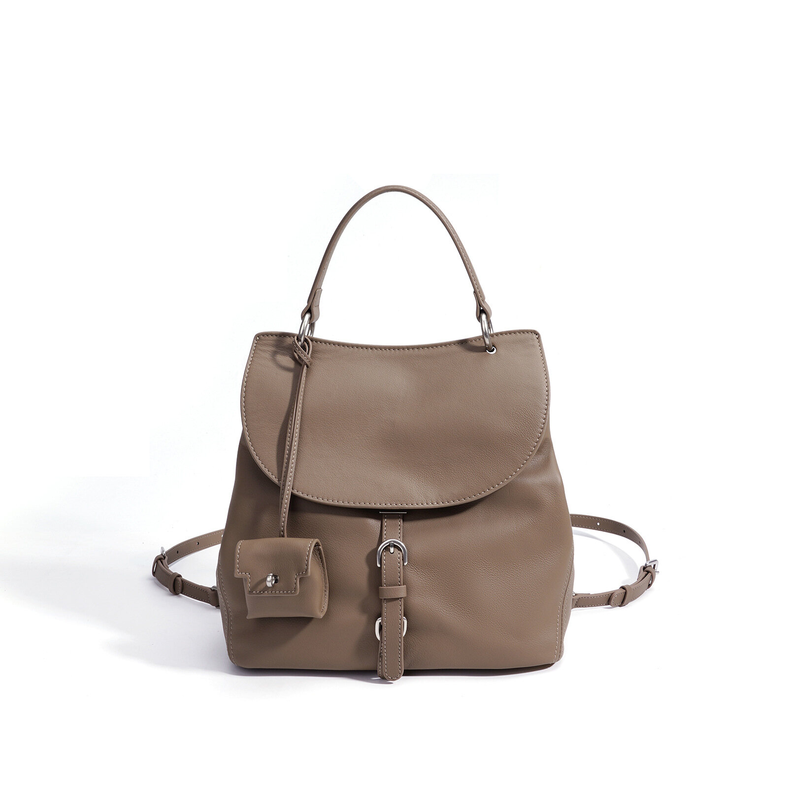Compact Lightweight Leather Backpack