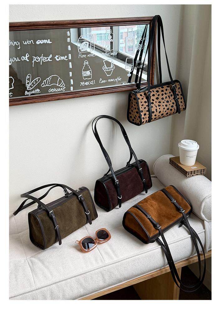 Suede Boston Bag 2026 New Vintage Pillow Shoulder Bag – Premium Matte Leather Tote