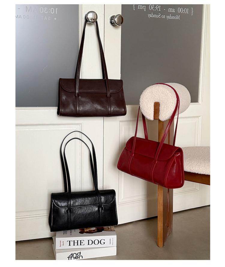 Genuine Leather Commuter Briefcase 2026 – New Minimalist Underarm Shoulder Bag for Women, Premium Tote & Baguette Handbag