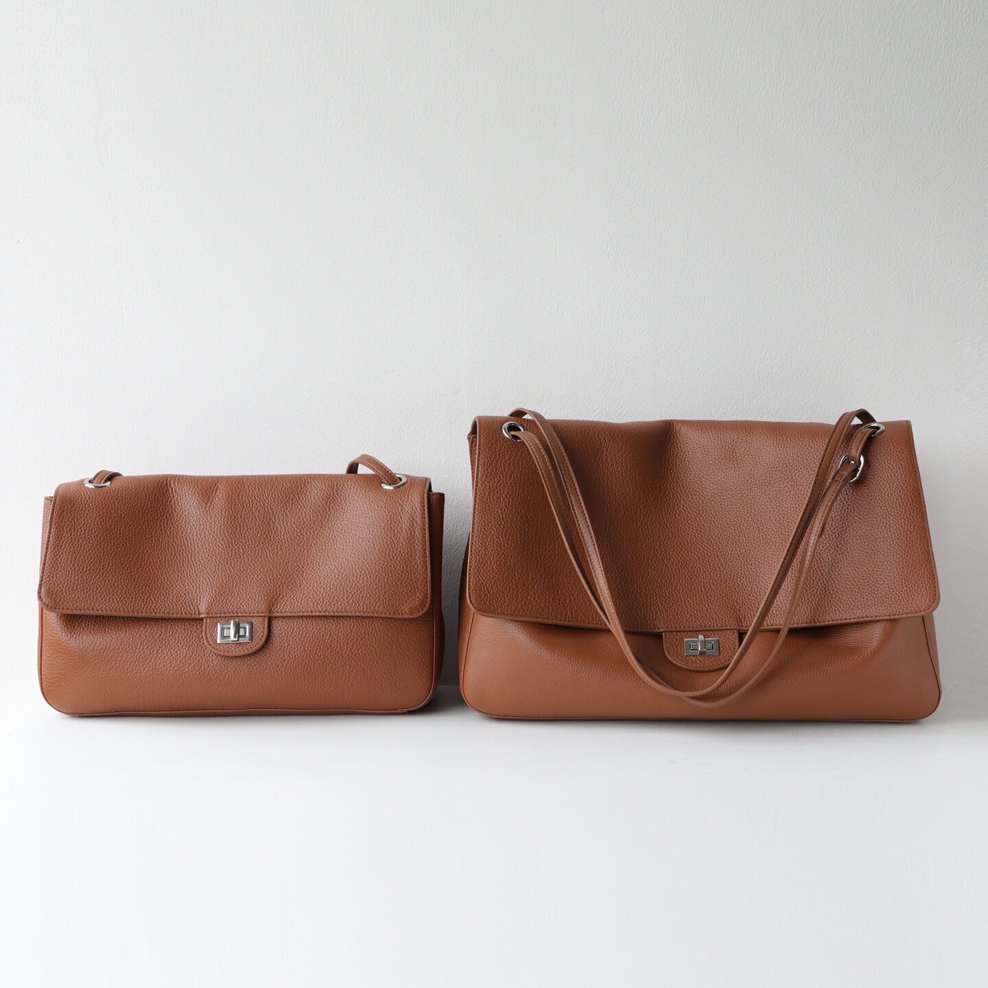 Maxi Flap Minimalist Soft Pebbled Full-Grain Leather Messenger Bag – Commute, Large Capacity, Shoulder & Underarm Carry
