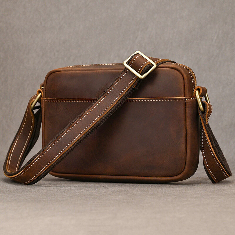 Men's Genuine Leather Crossbody Bag for Commute and Casual Wear