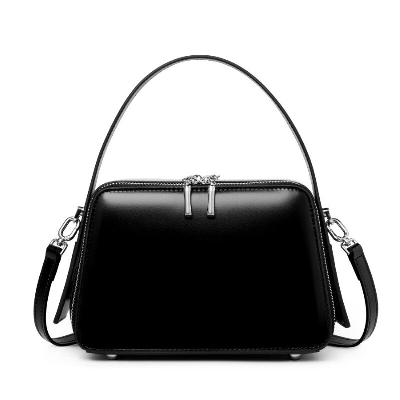 New Genuine Leather Niche Design Ear-Hook Commuter Bag, Versatile Handheld Eaves Bag for Women, Crossbody Small Square Bag