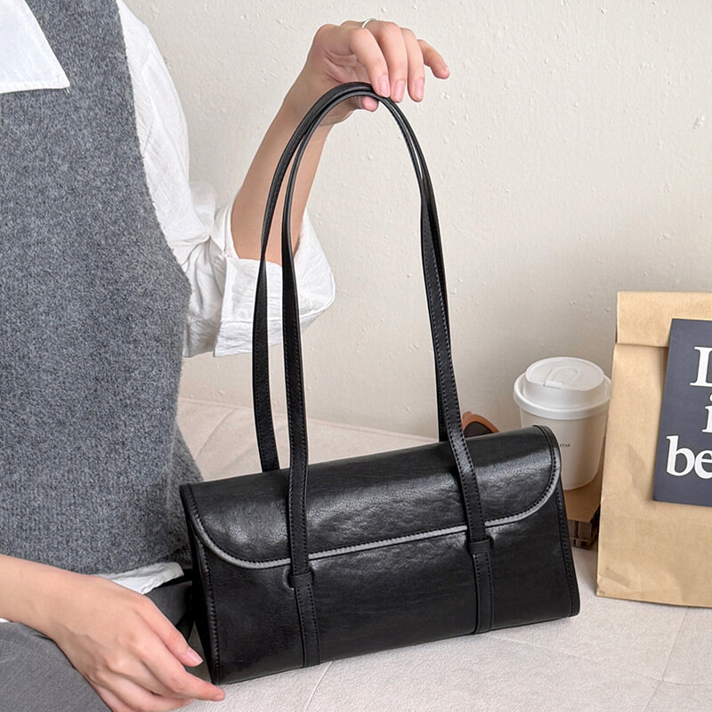 Genuine Leather Commuter Briefcase 2026 – New Minimalist Underarm Shoulder Bag for Women, Premium Tote & Baguette Handbag