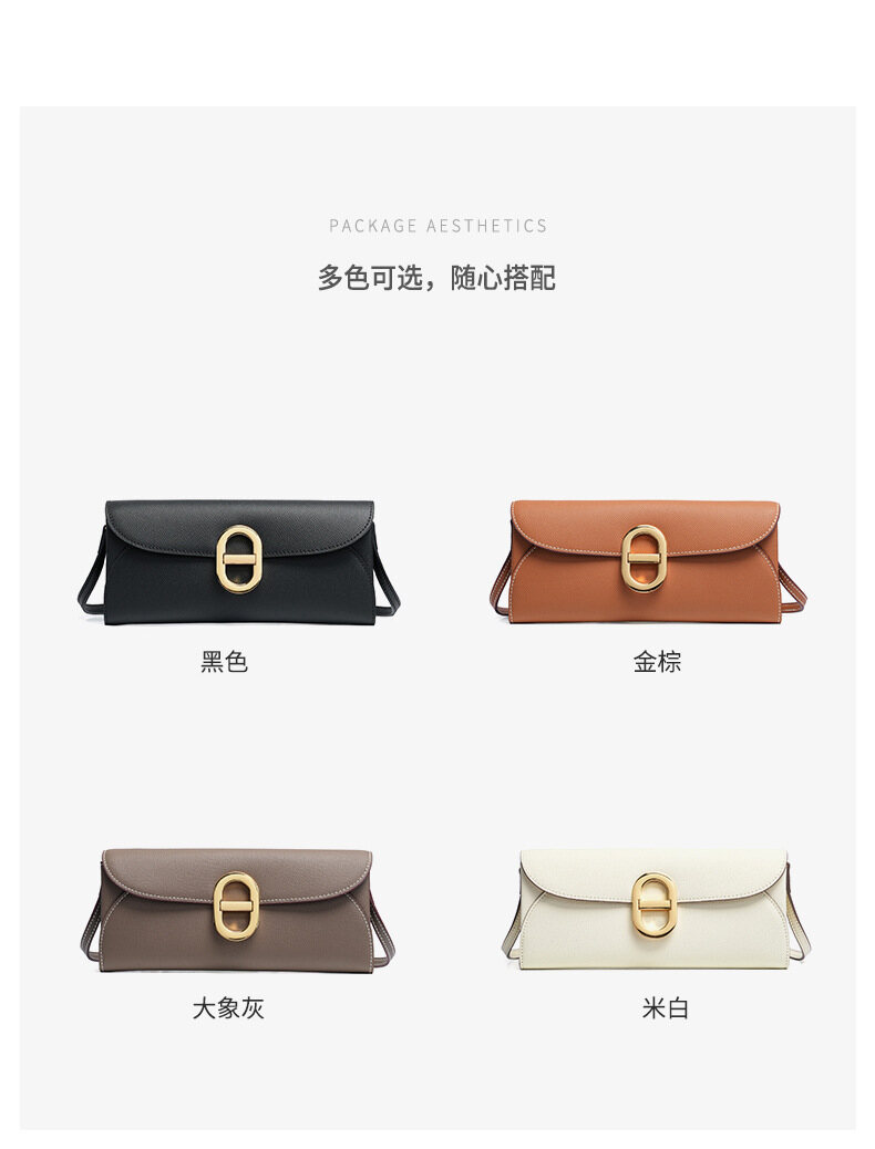 H-Brand High-Couture Genuine Leather Pig-Nose WOC Wallet, Palm Grain Cowhide Clutch, Shoulder/Handheld/Sling Crossbody Bag for Women