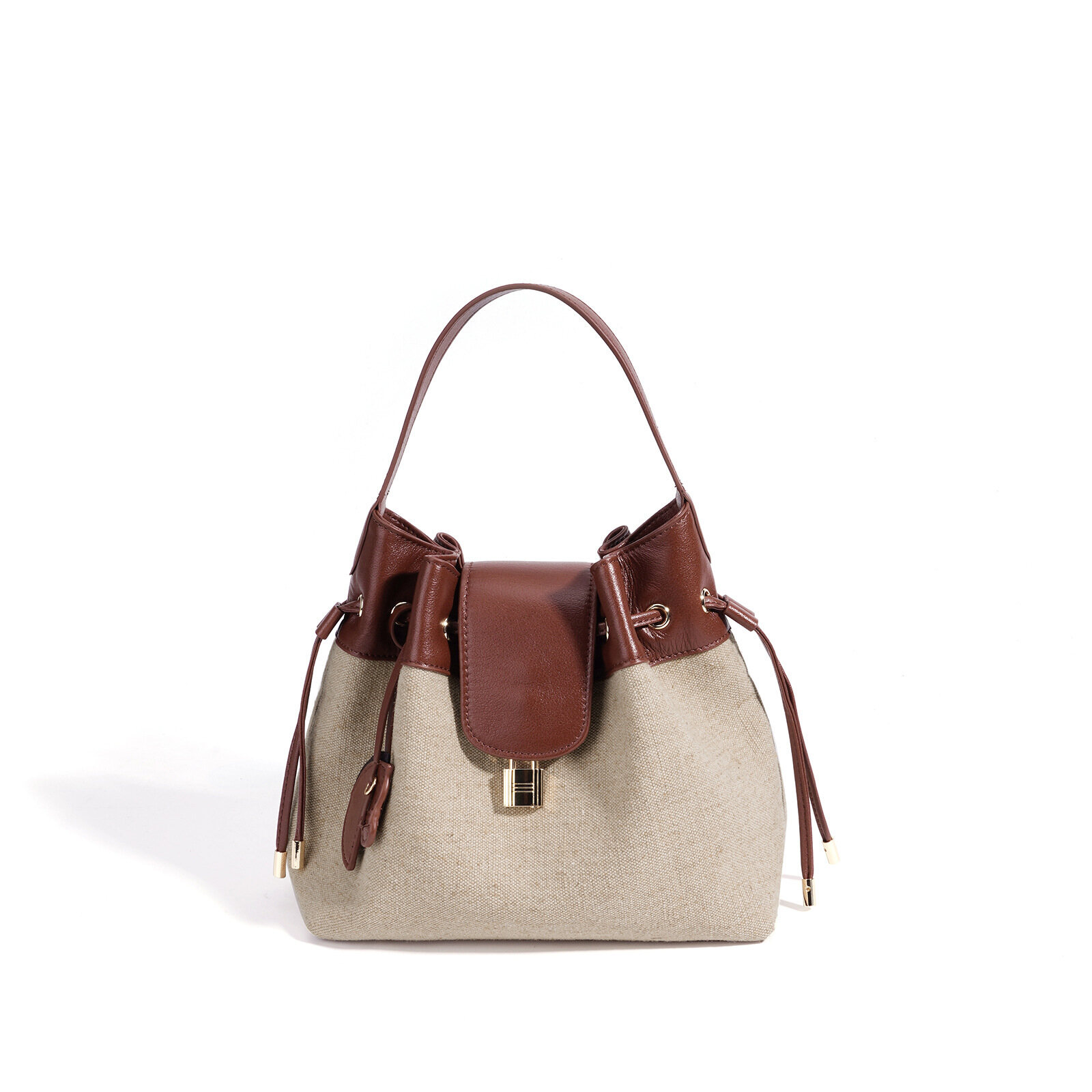 Versatile Cowhide Bucket Bag