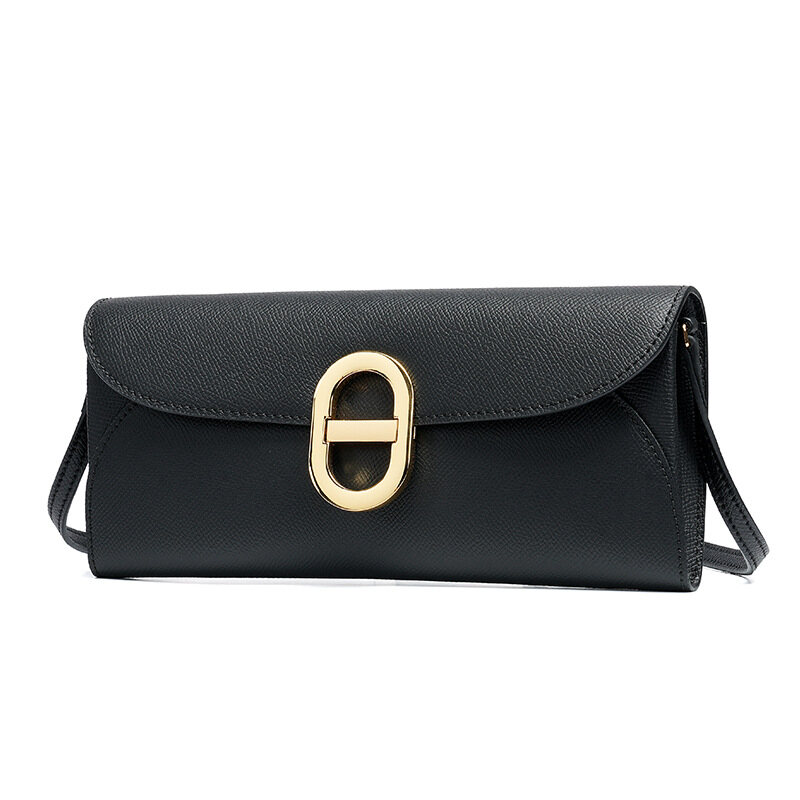 H-Brand High-Couture Genuine Leather Pig-Nose WOC Wallet, Palm Grain Cowhide Clutch, Shoulder/Handheld/Sling Crossbody Bag for Women
