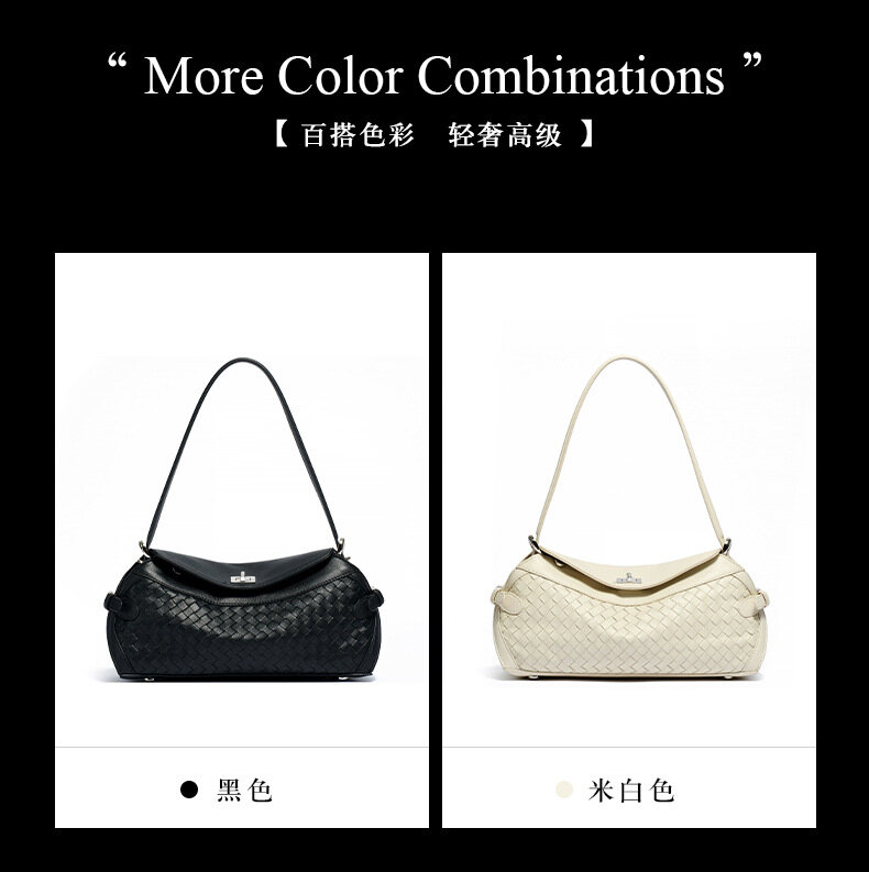 New Korean-style handcrafted leather woven shoulder bag for women – premium texture, lightweight, versatile for work and daily wear