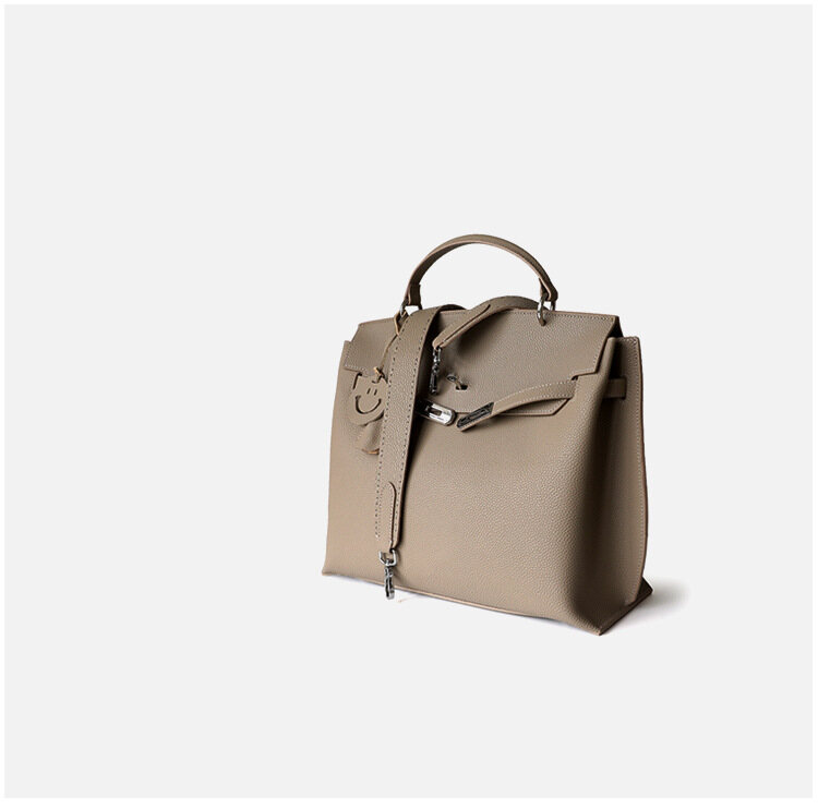 Luxury Genuine Leather Tote Bag – Large Capacity, Platinum-Style Design for Commuting & Laptops