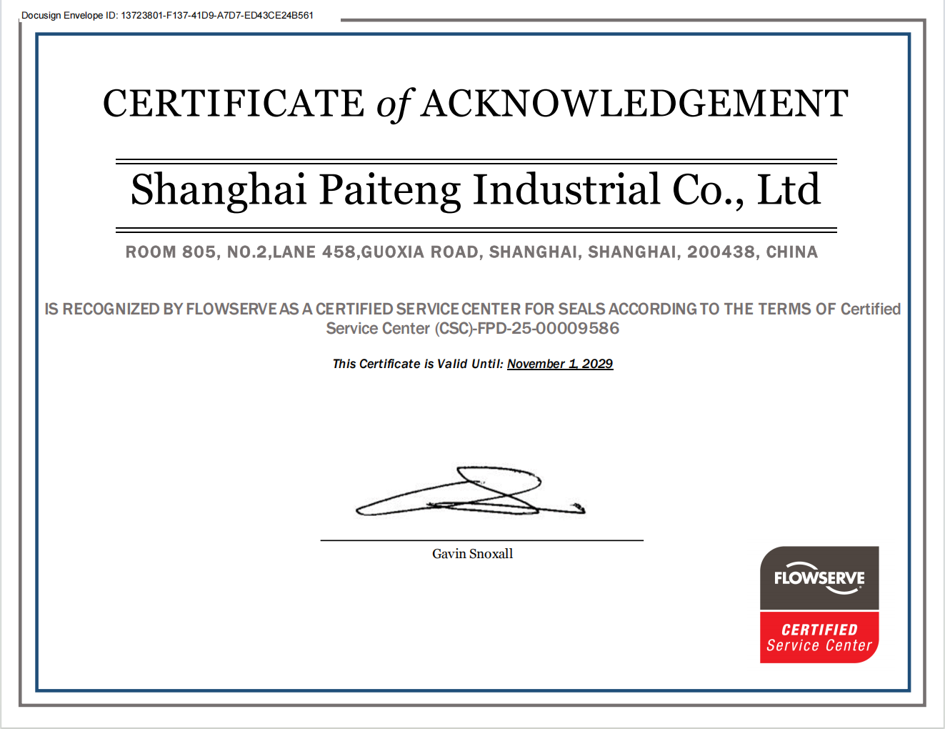 Seal Certification Service Center
