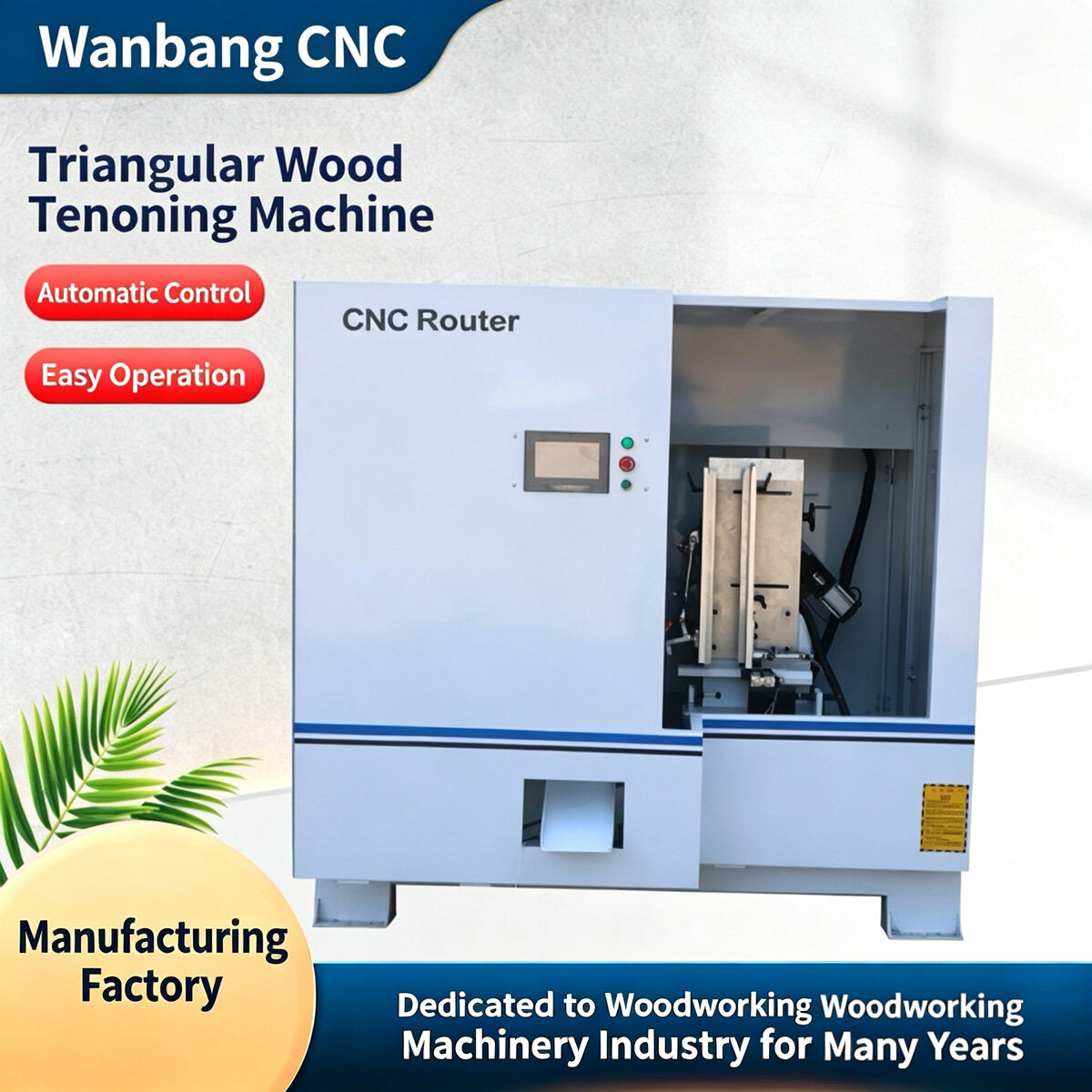 Automated control triangular wood tenon making machine, wood drilling machine gallery view 3