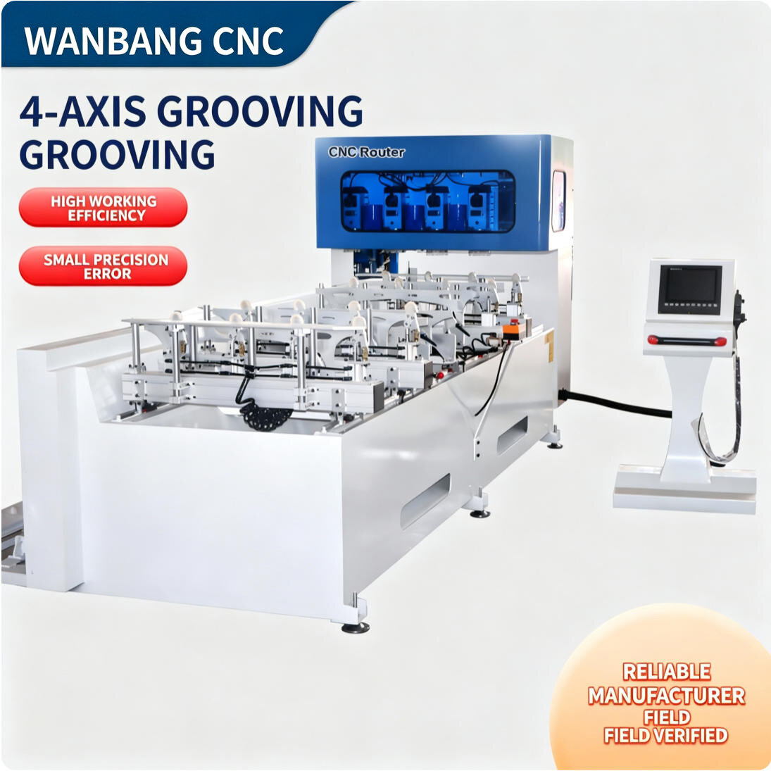 Fully automatic CNC four-sided slotting machine for solid wood furniture, a woodworking machine that view 1