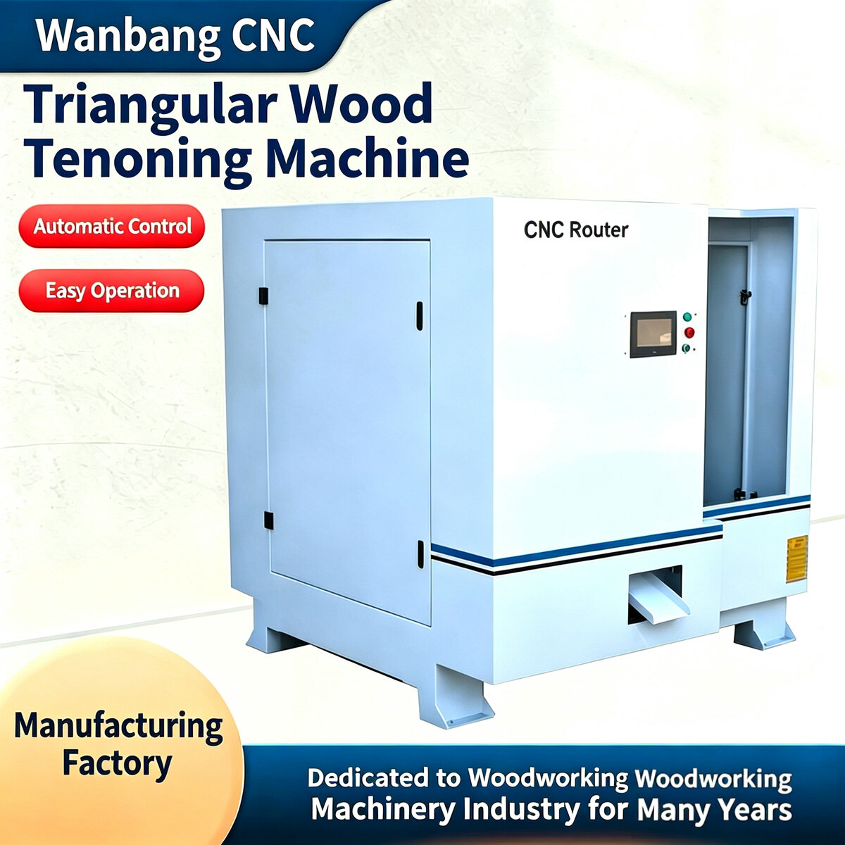 Automated control triangular wood tenon making machine, wood drilling machine