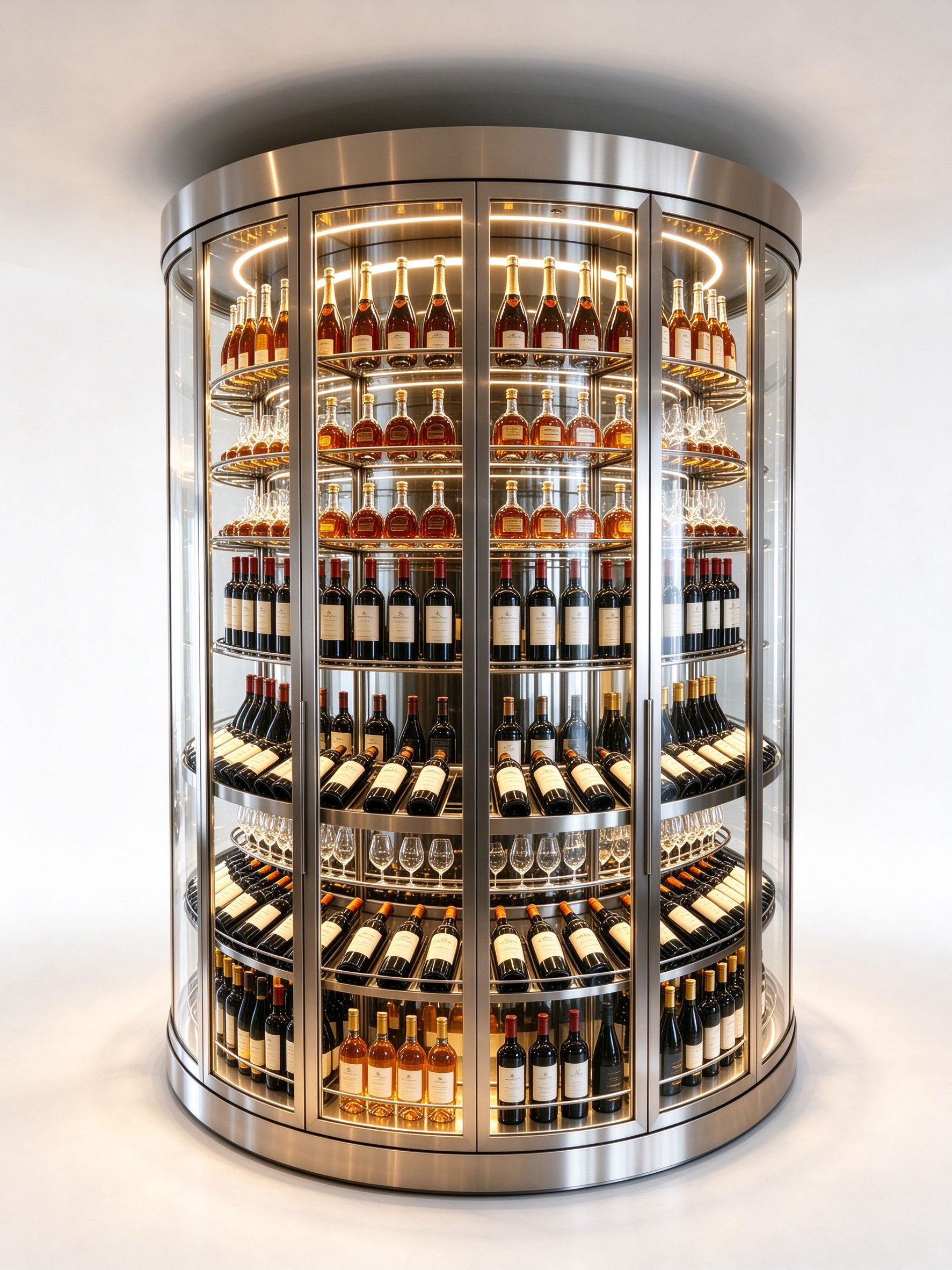 360° Cylindrical Glass Wine Cabinet 3