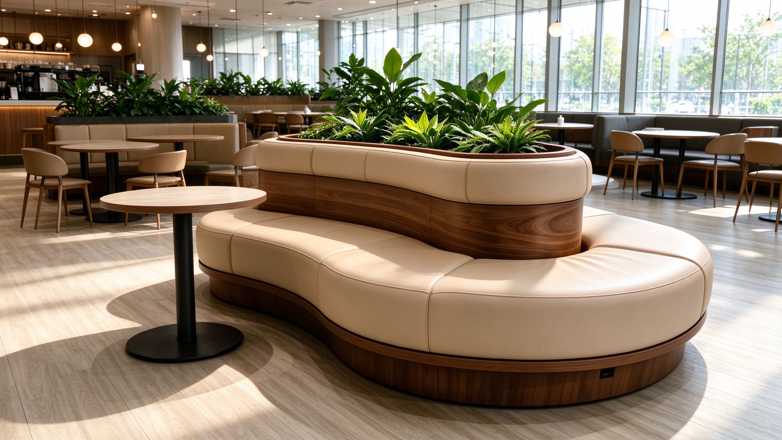 S-shaped casual booth