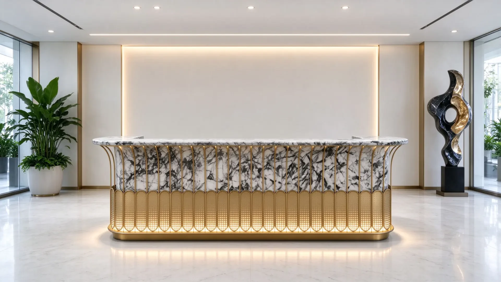 Marble Gold Grille Service Desk 2