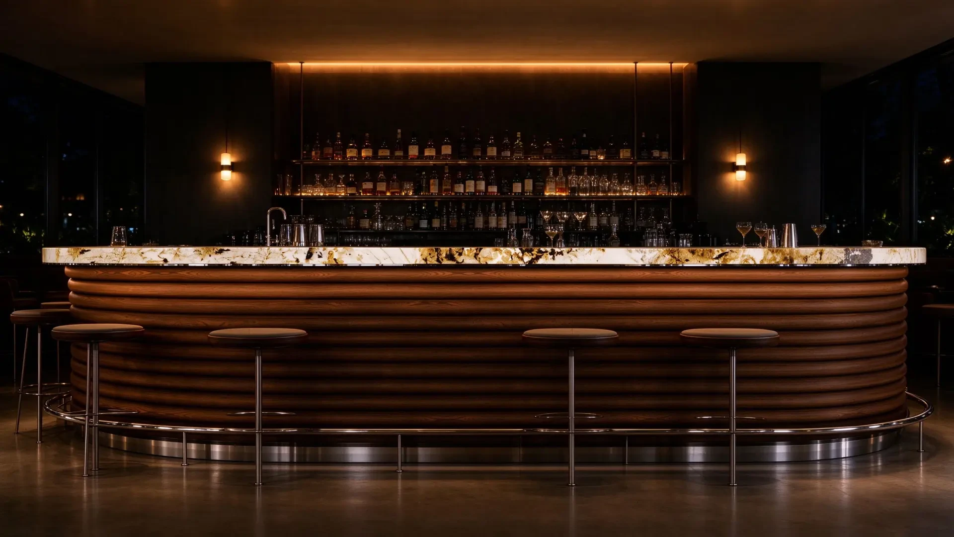 Warm Wood Reception / Bar Counter