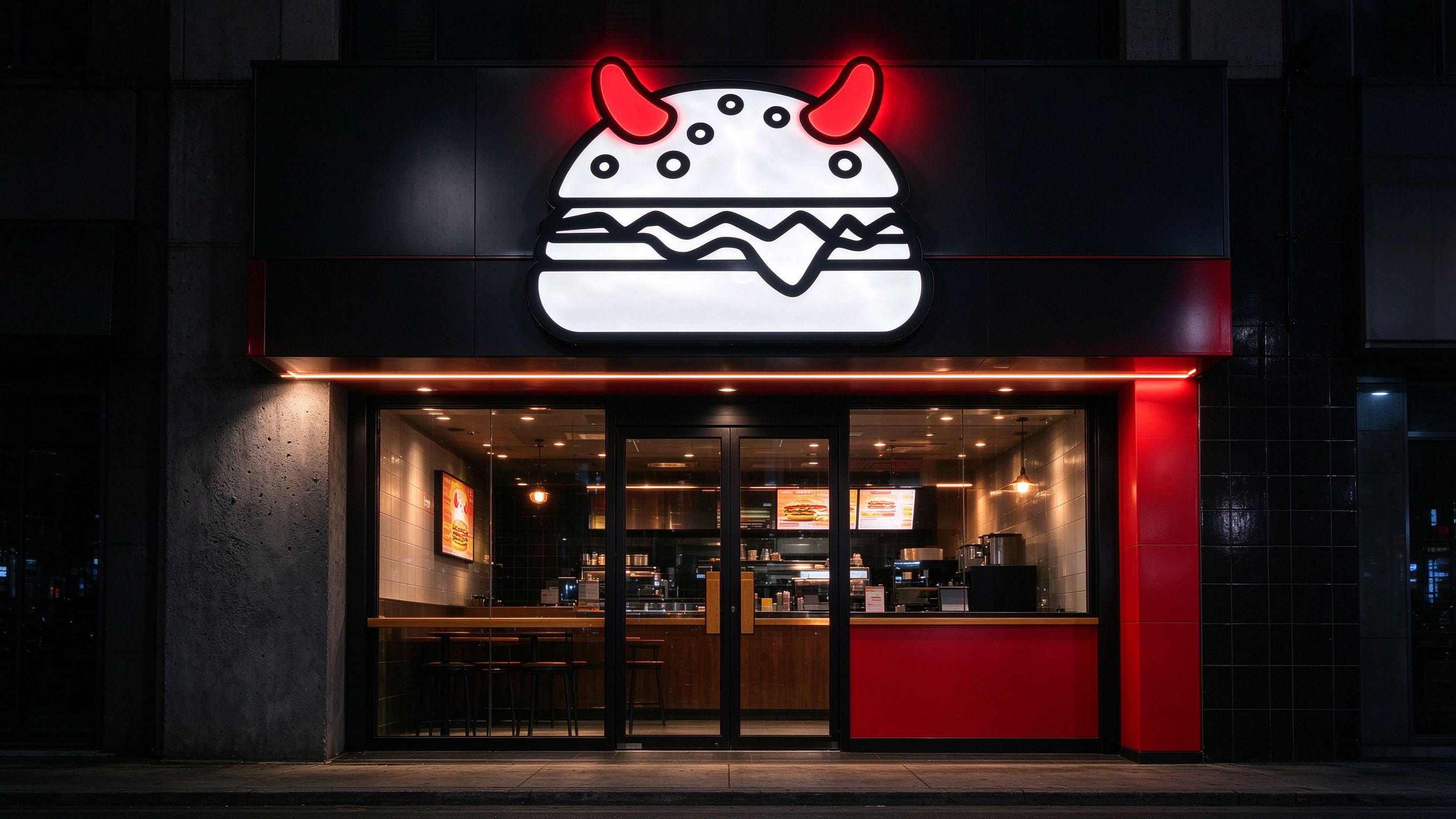 Burger-shaped illuminated sign