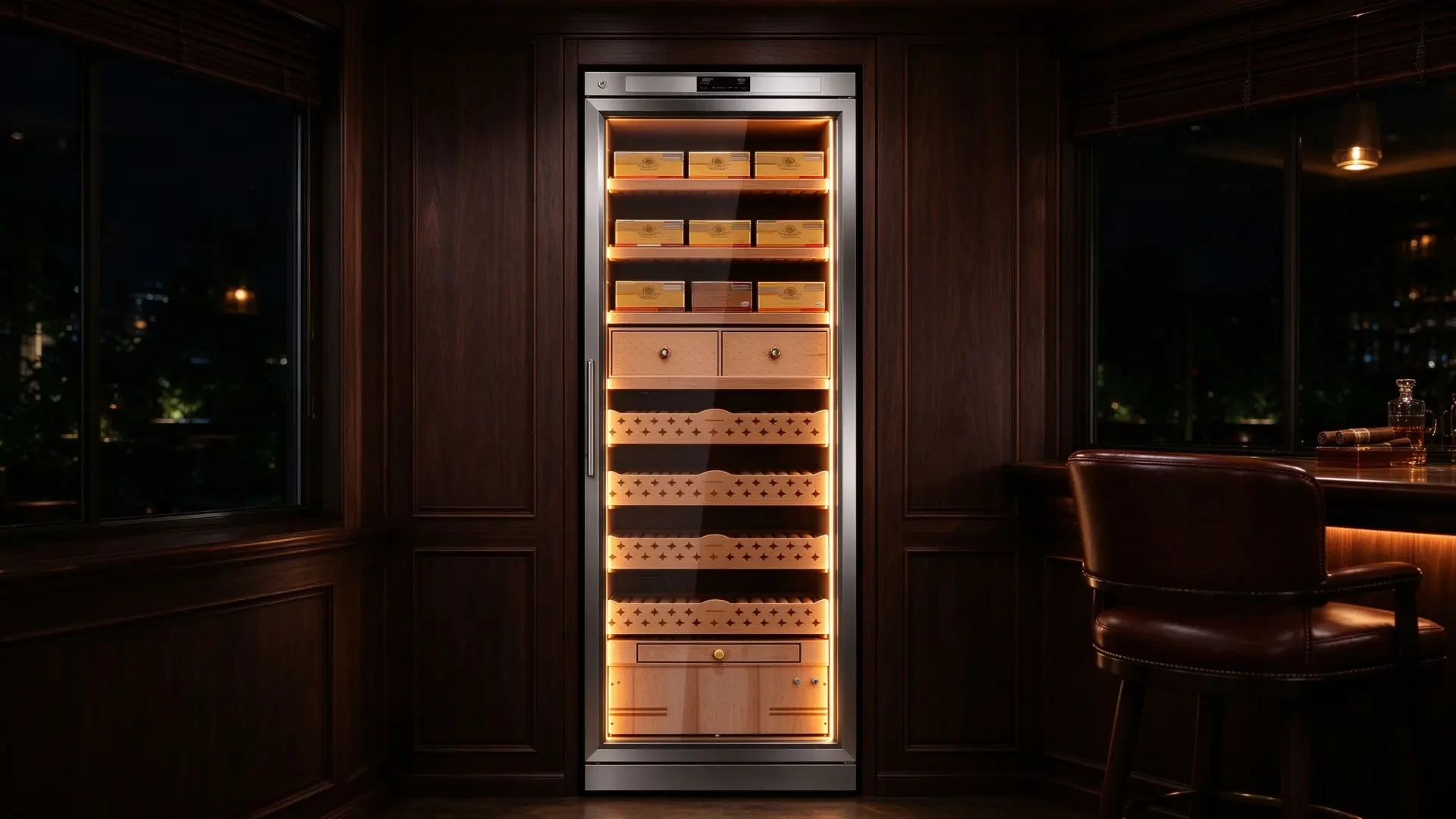 Vertical Humidified Cigar Cabinet