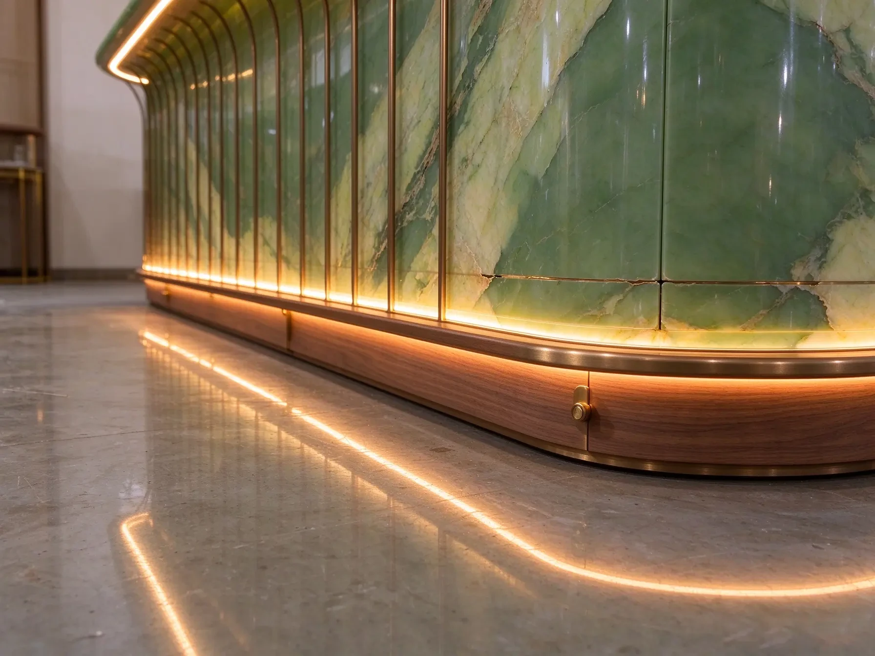 Prada Green Curved Metal Cutout Grille Front Desk 6