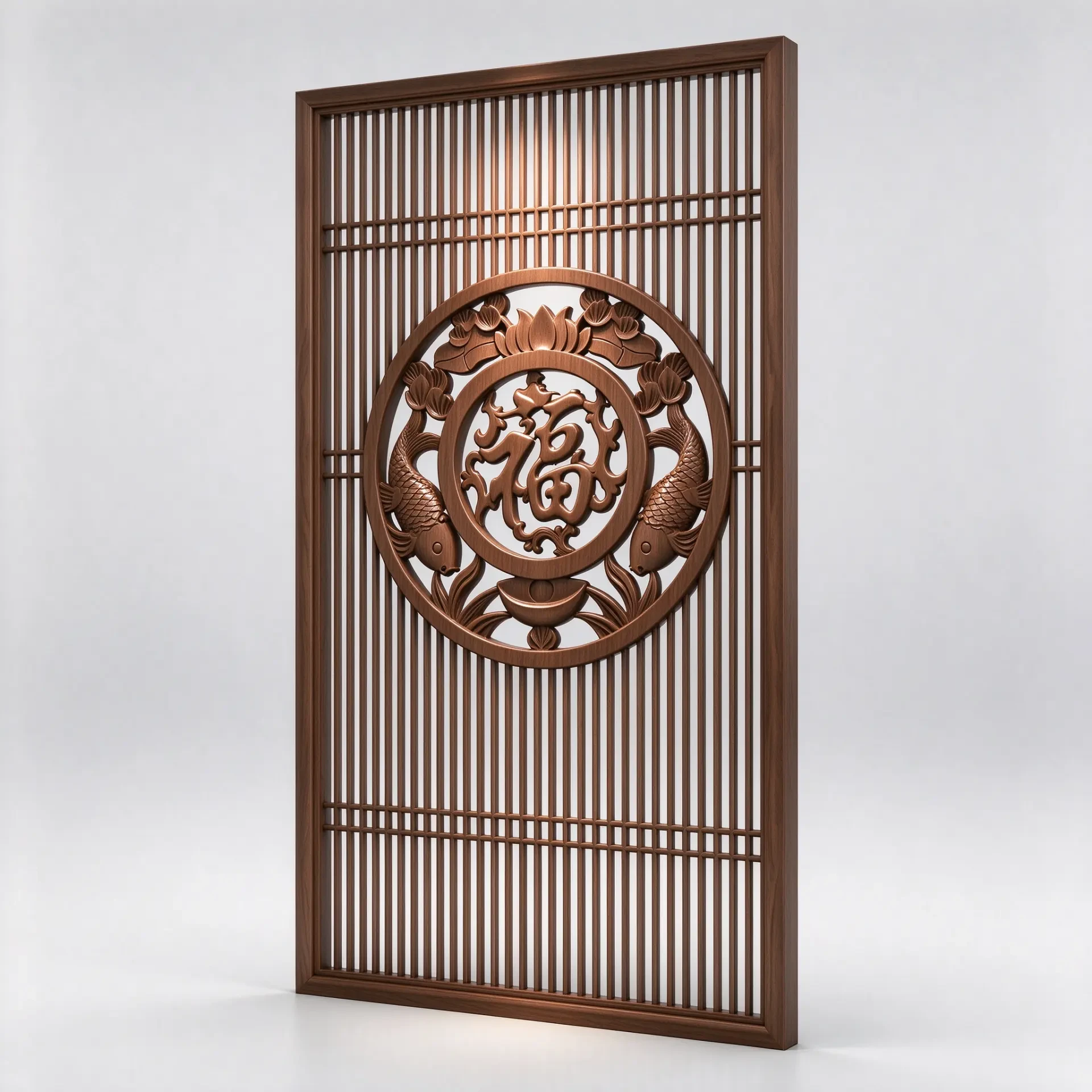 Chinese Solid Wood Lattice Carved Screen 3
