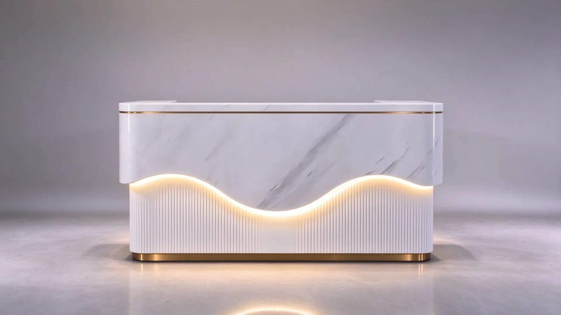 Wave-pattern grille illuminated reception desk 2