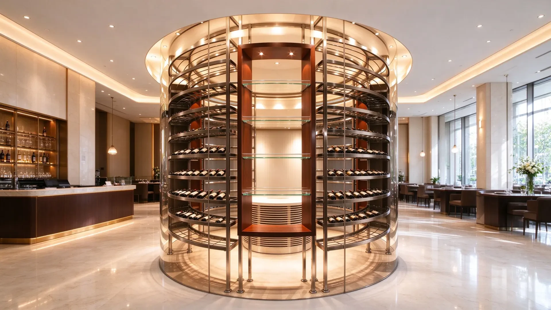 Cylindrical Column Wine Cabinet