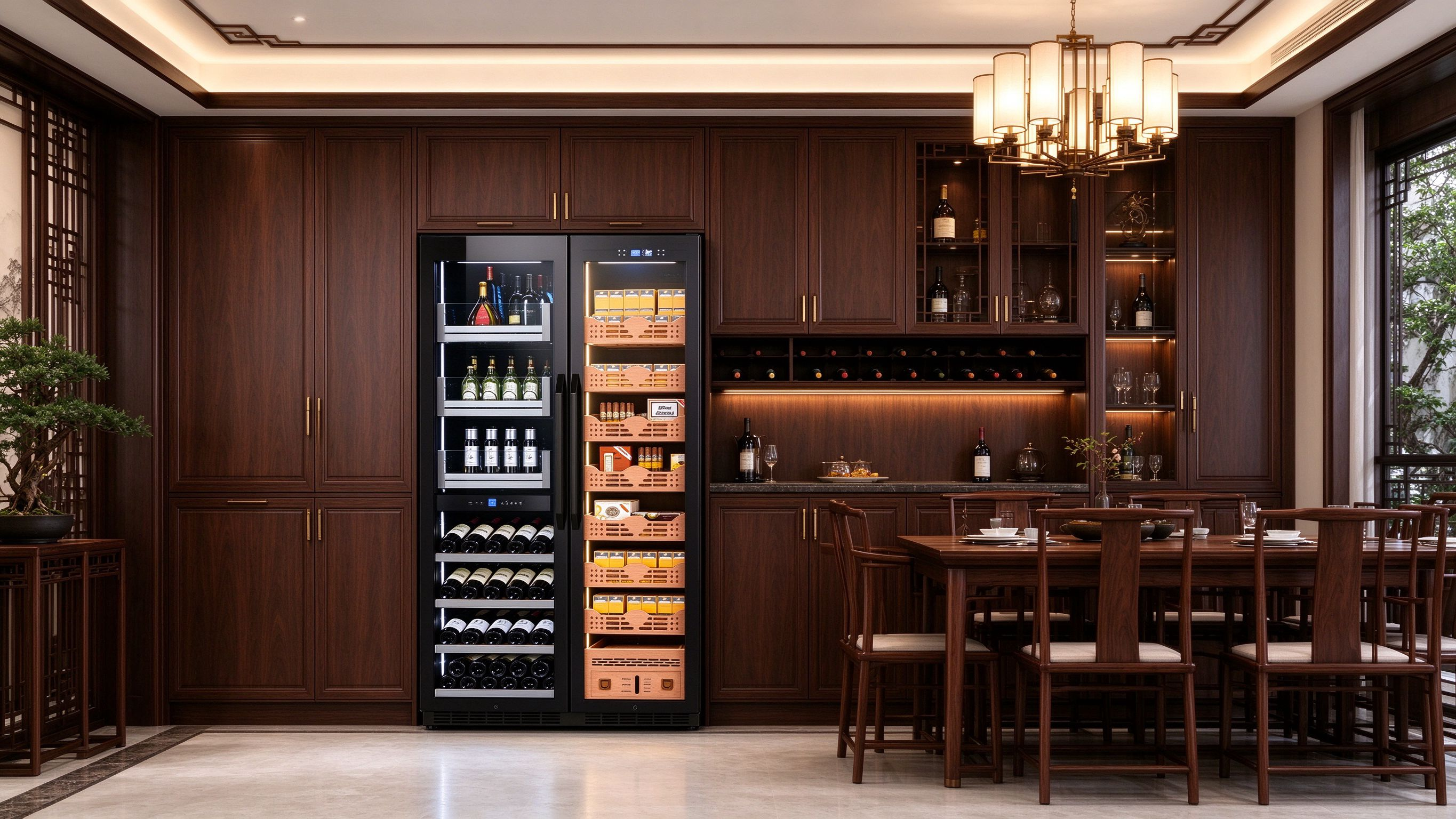 Dual-Door Wine and Cigar Humidor