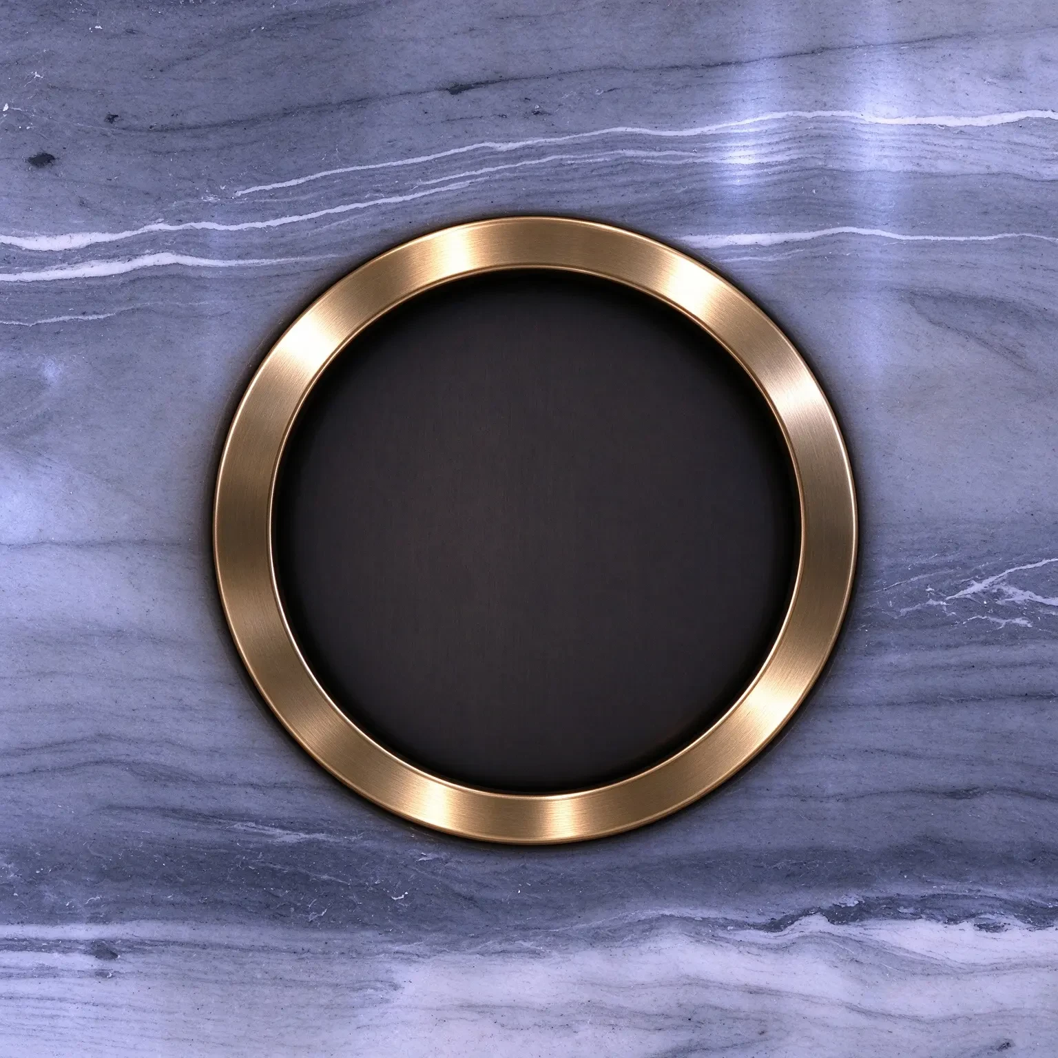 Blue-gray ink-wash pattern luxury stone curved reception desk 6