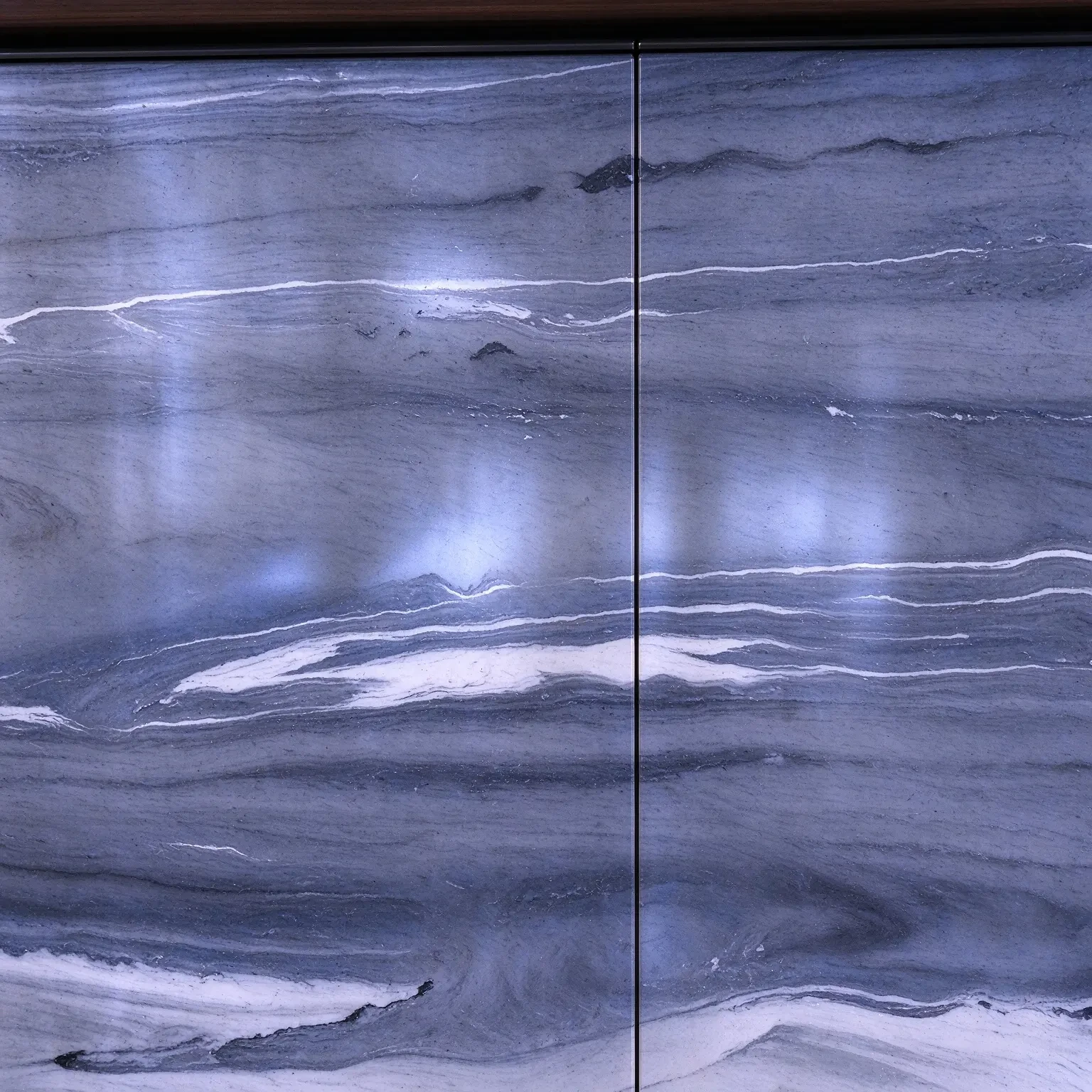 Blue-gray ink-wash pattern luxury stone curved reception desk 5