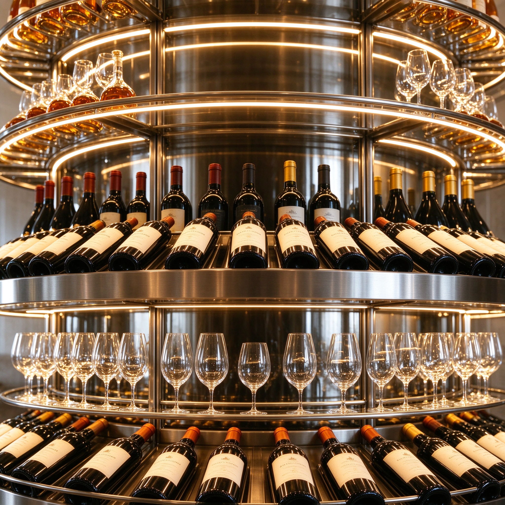 360° Cylindrical Glass Wine Cabinet 5