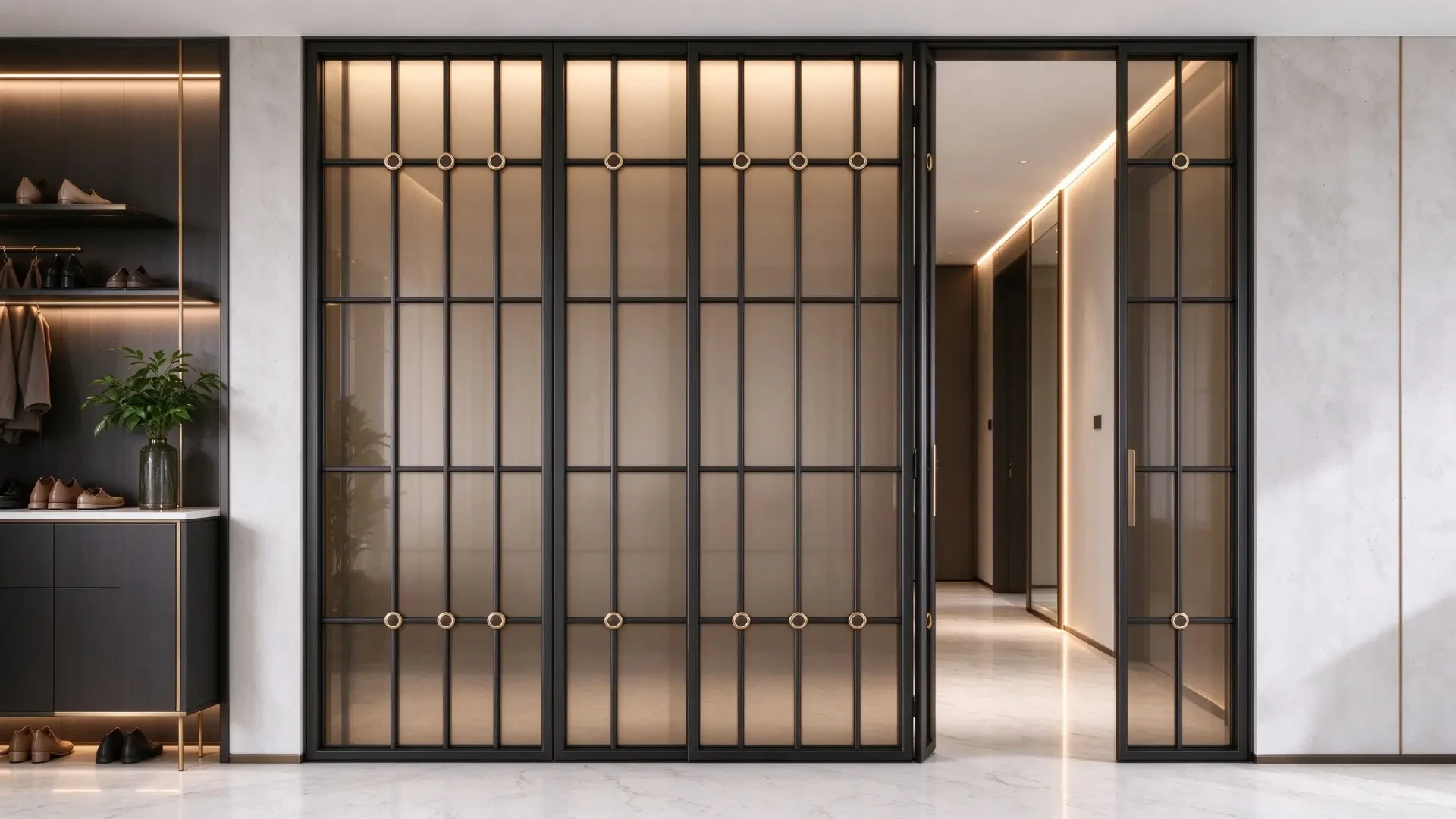 Louvered Folding Glass Partition 2