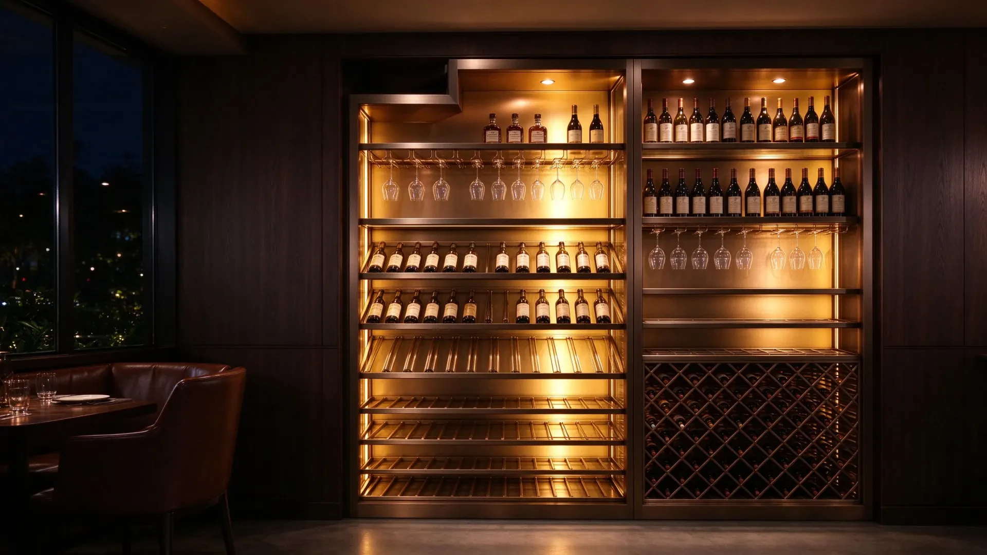 Floor-standing Slanted Wine Rack Cabinet