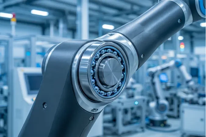 Close-up of bearing assembly at robotic joint