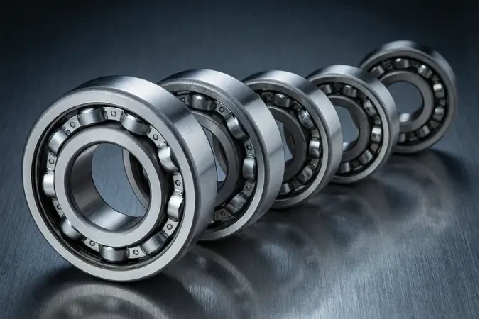 Row of angular contact ball bearings