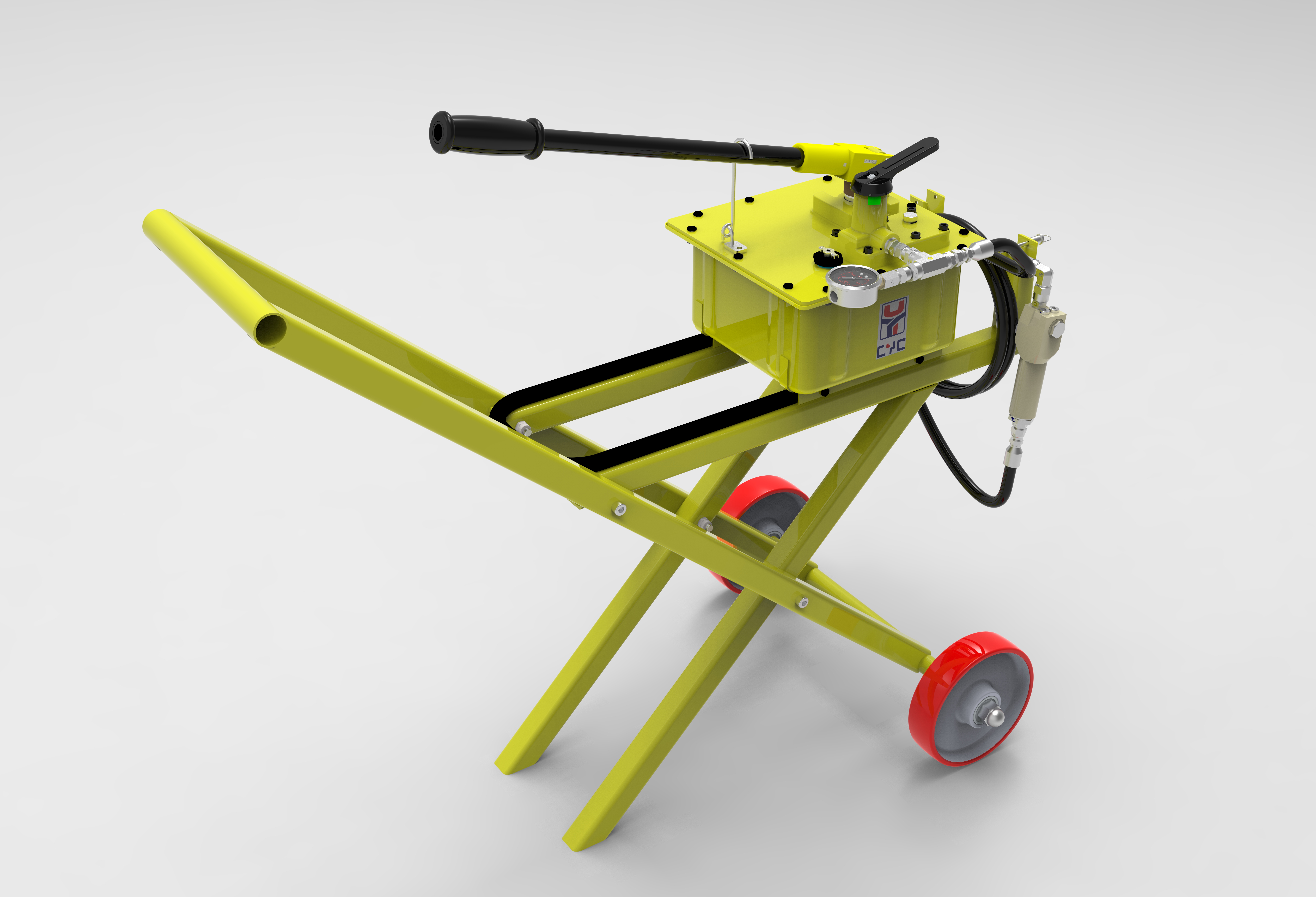 Open the cover hydraulic pump