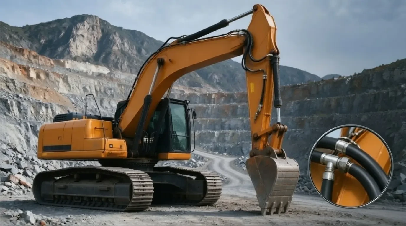 Clean excavator working at a mining site