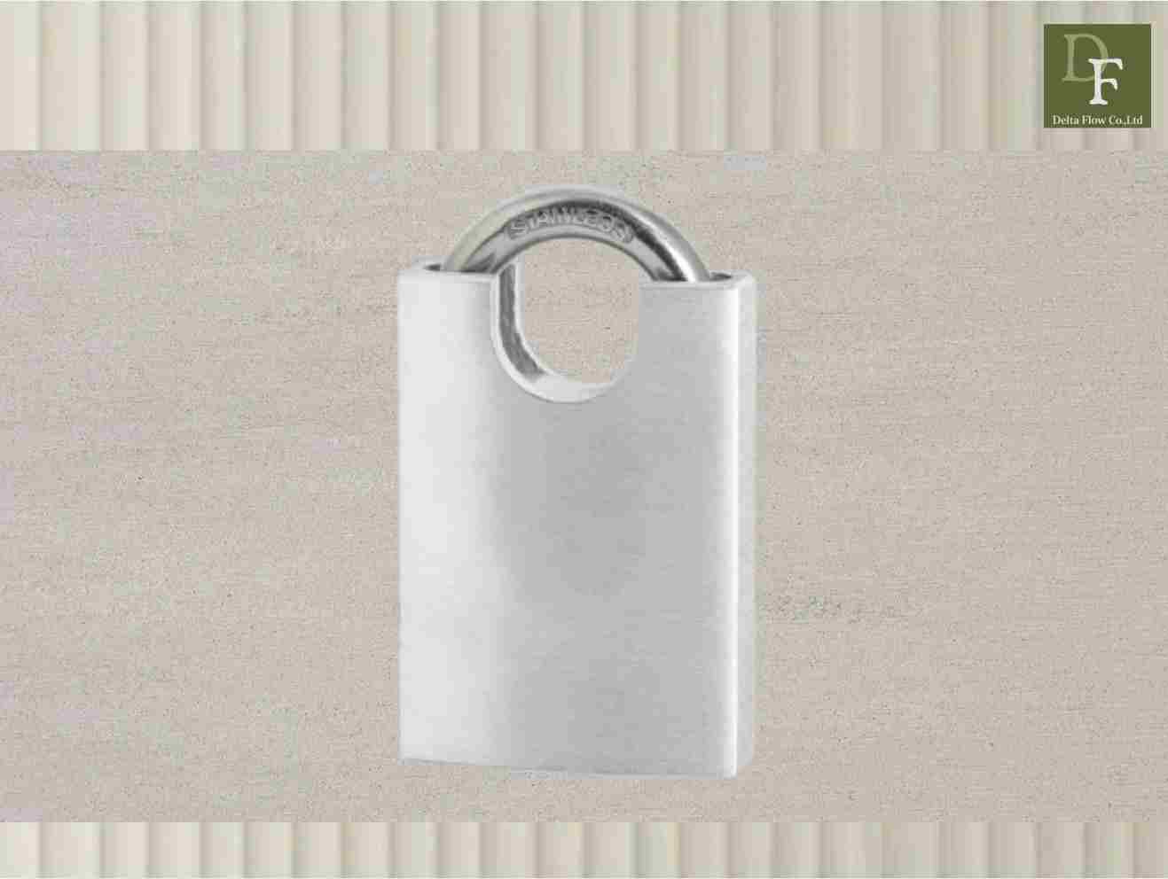Entire shackle-protected aluminum padlock product photo