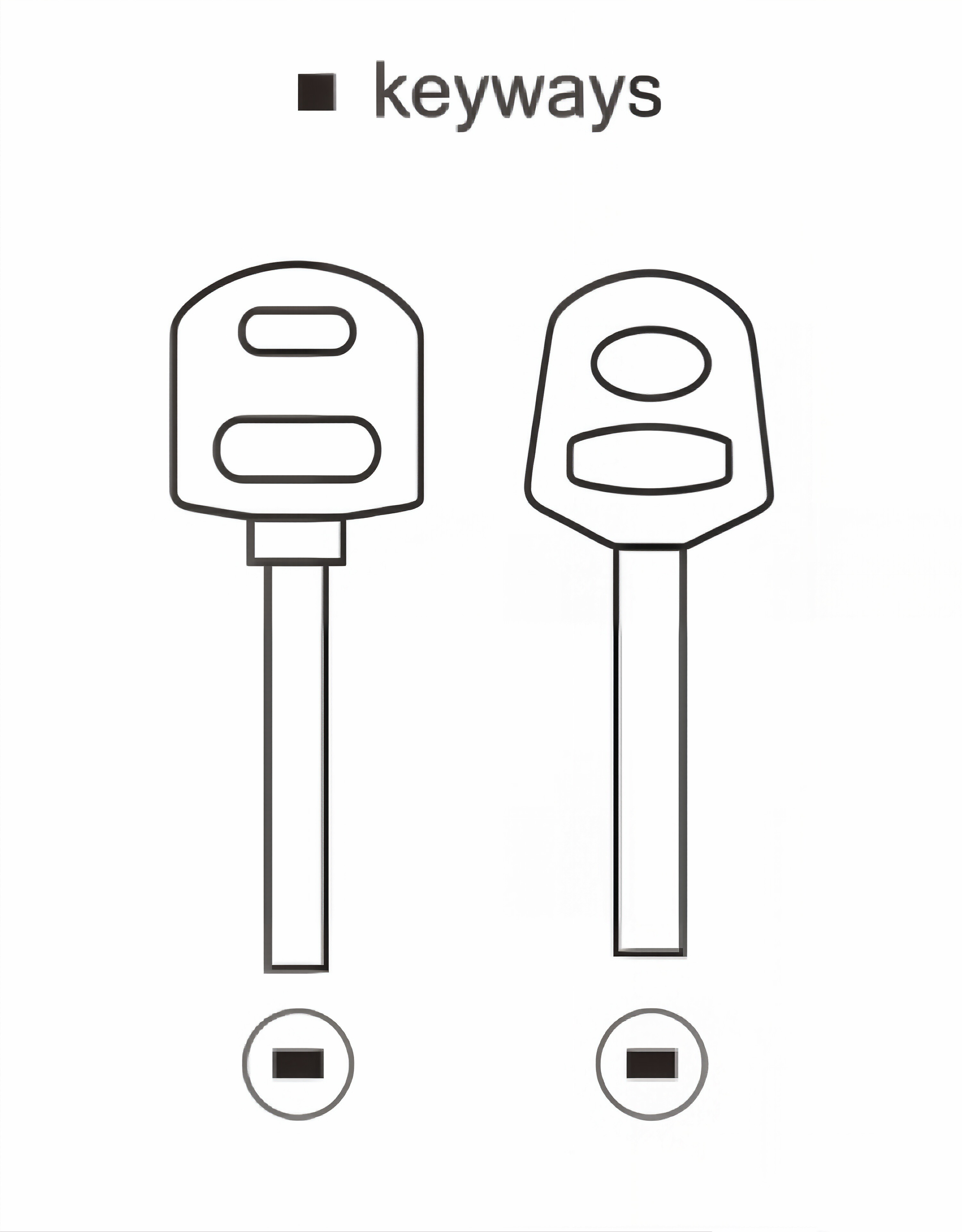 Vane-key brass padlock square-shape key ways diagram