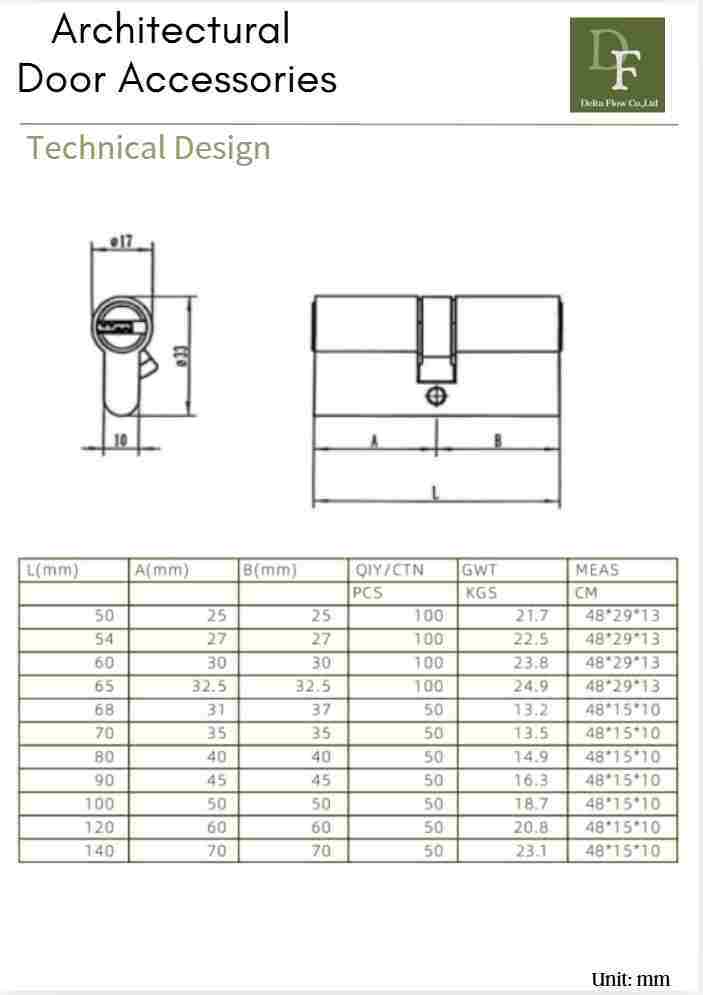 DF-LB208 technical design dimension diagram with architectural door accessories specifications table