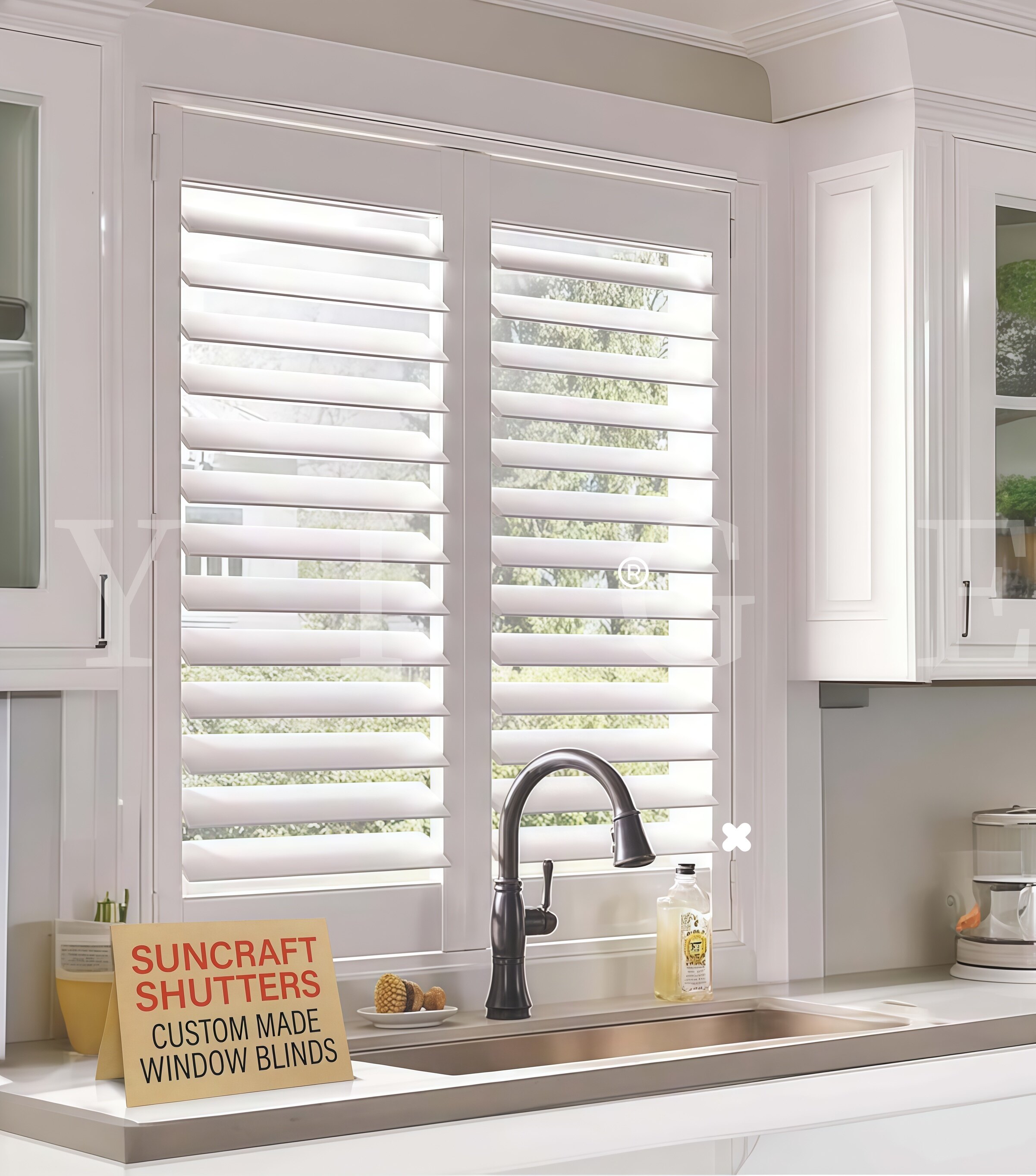 Faux Wood Plantation Shutters - plantation shutters window treatment by Yige AllBlinds
