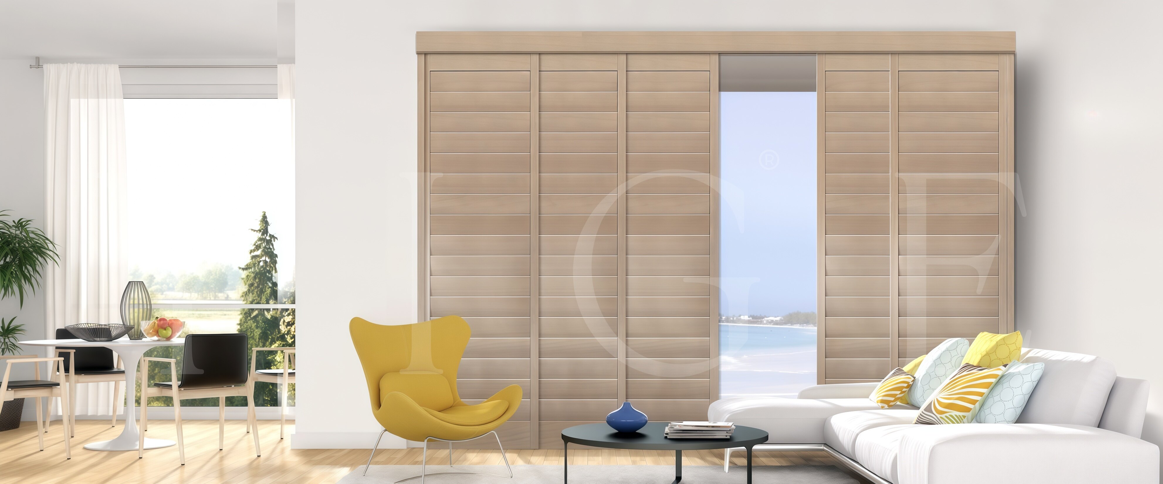Tracked / Bypass Shutters - plantation shutters window treatment by Yige AllBlinds
