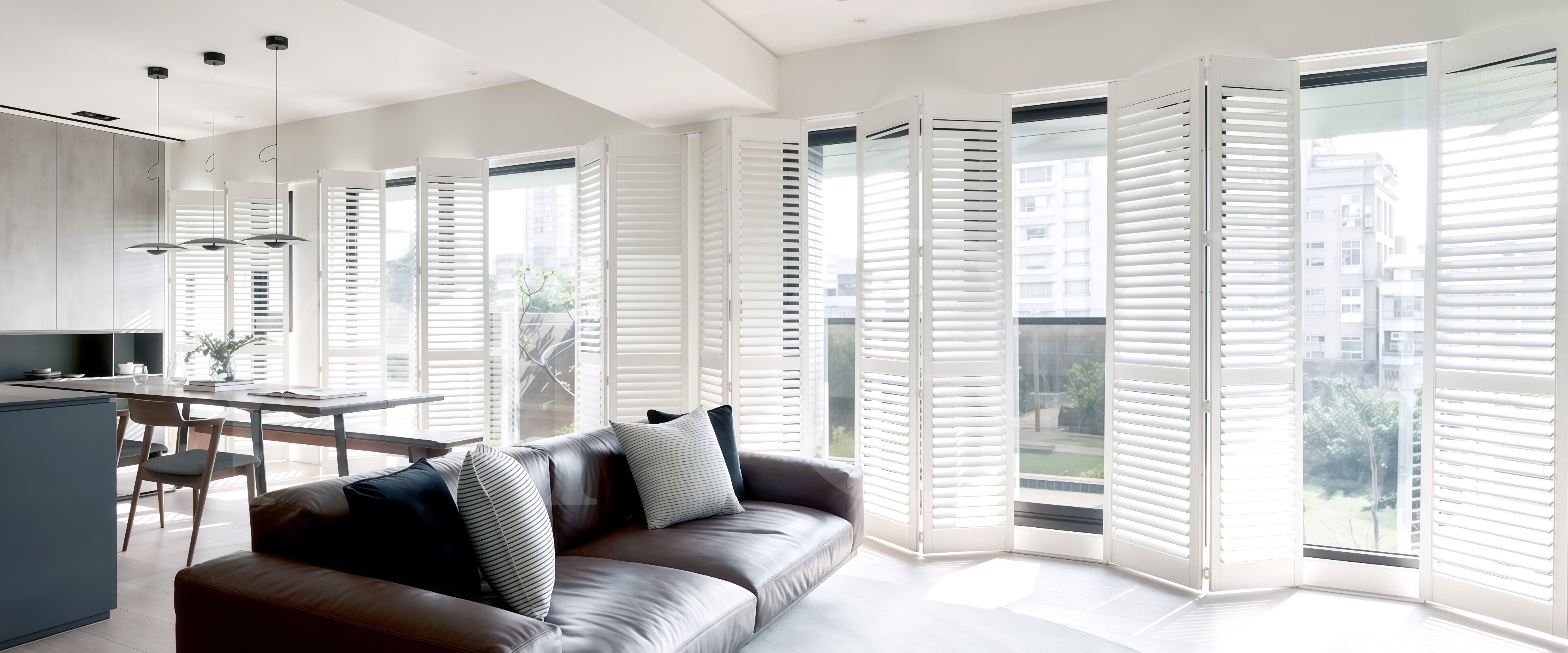 Bi-Fold Track Shutters - plantation shutters window treatment by Yige AllBlinds