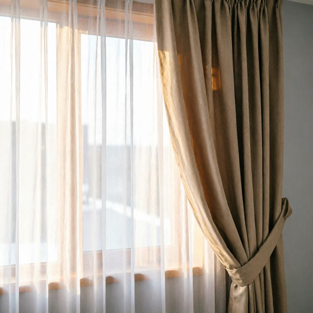 Double Curtains - curtains window treatment by Yige AllBlinds
