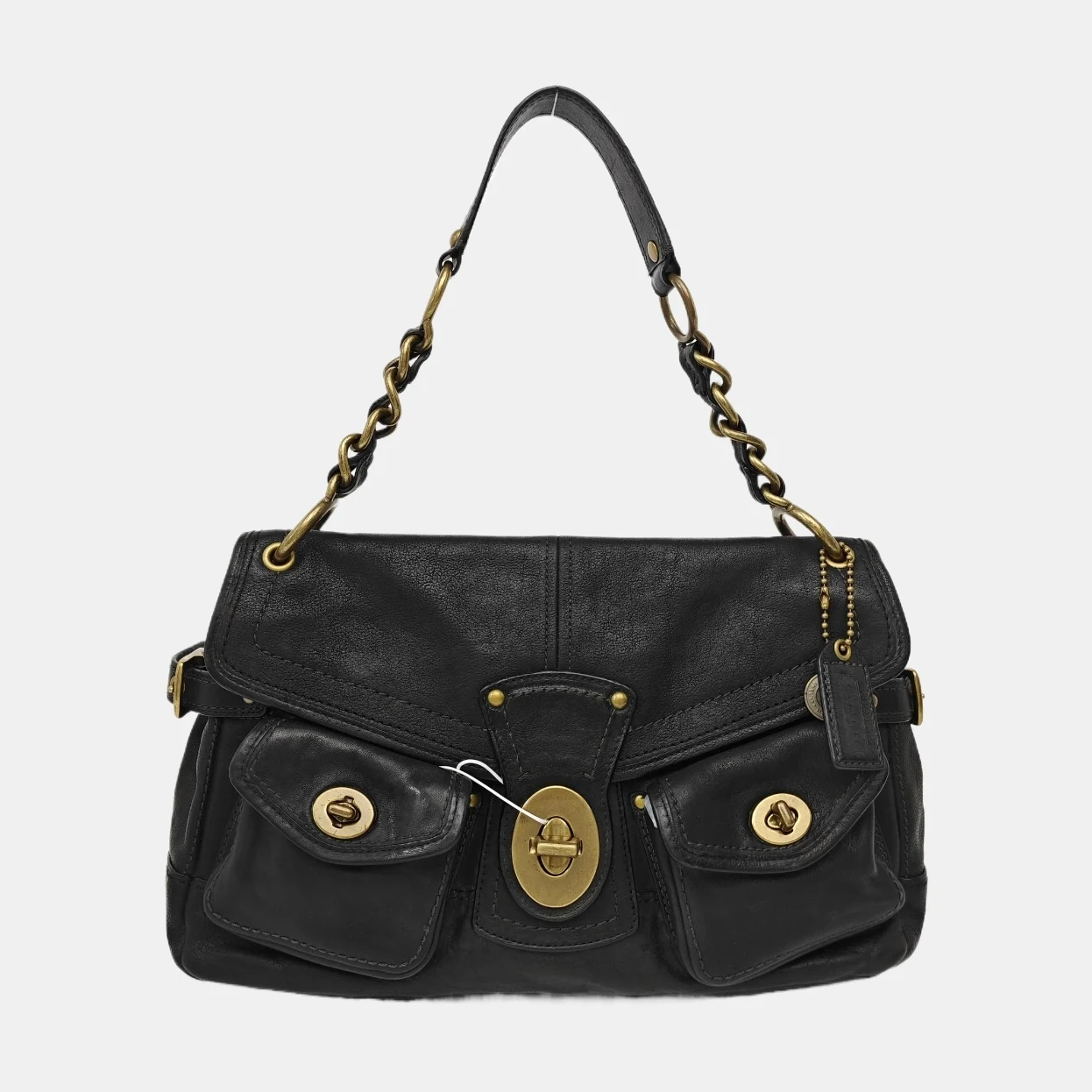 Coach Black Cowhide Rivet Handbag Shoulder Bag